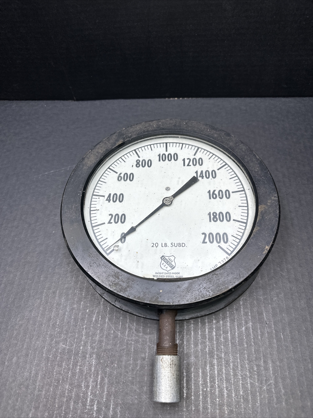 VINTAGE ASHCROFT GAUGE 20LB SUBD. AMP 7376 Welded Steel Tube DURAGAUGE