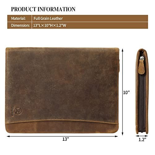 Leather Portfolio Organizer with Zipper 10×13 Inches Padfolio Business Notebook