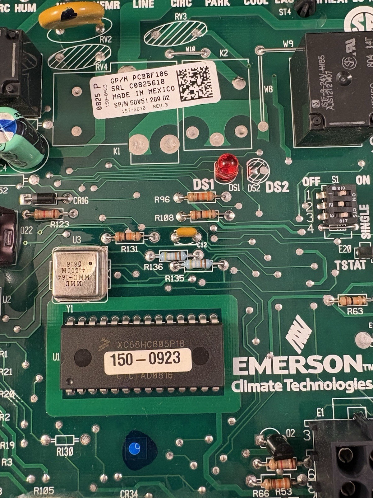 Emerson PCBBF106 Furnace Circuit Control Board 50V51-289-02 – Used And Tested!