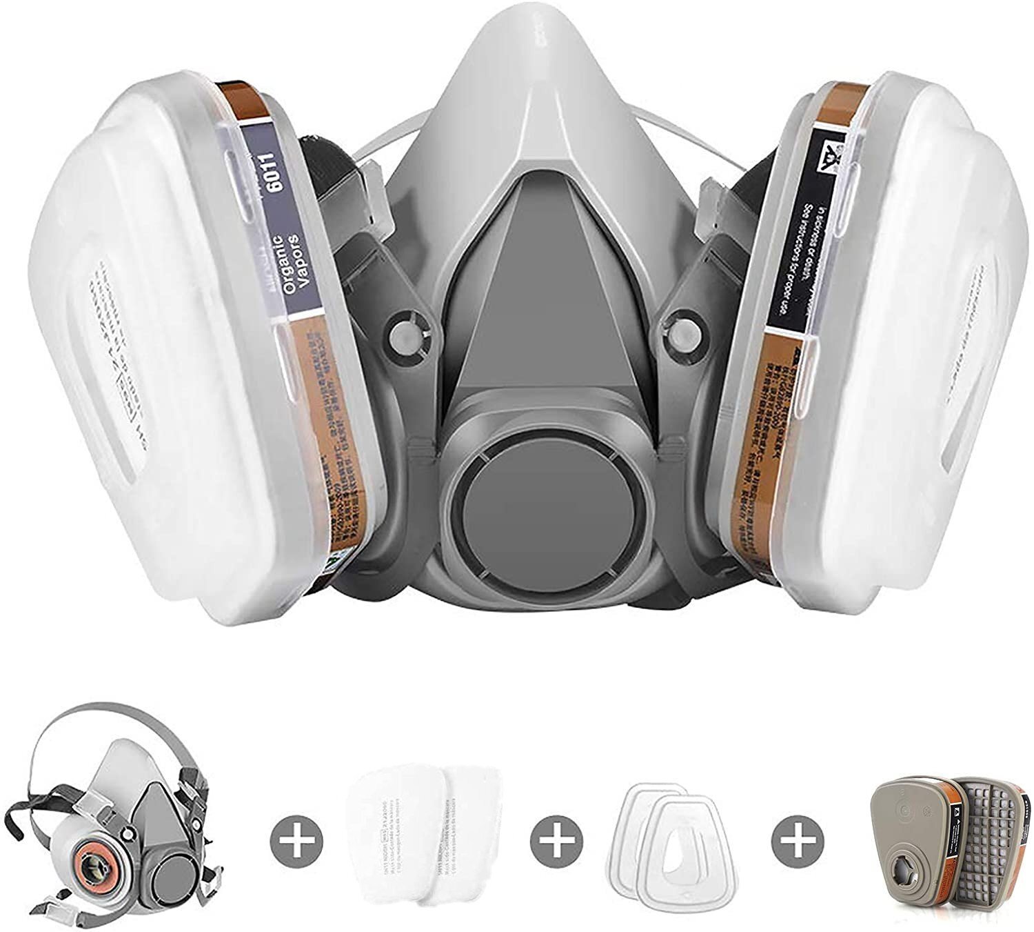 7in1 Half Face Gas Mask Facepiece Spray Painting Respirator Safety Suit For 6200