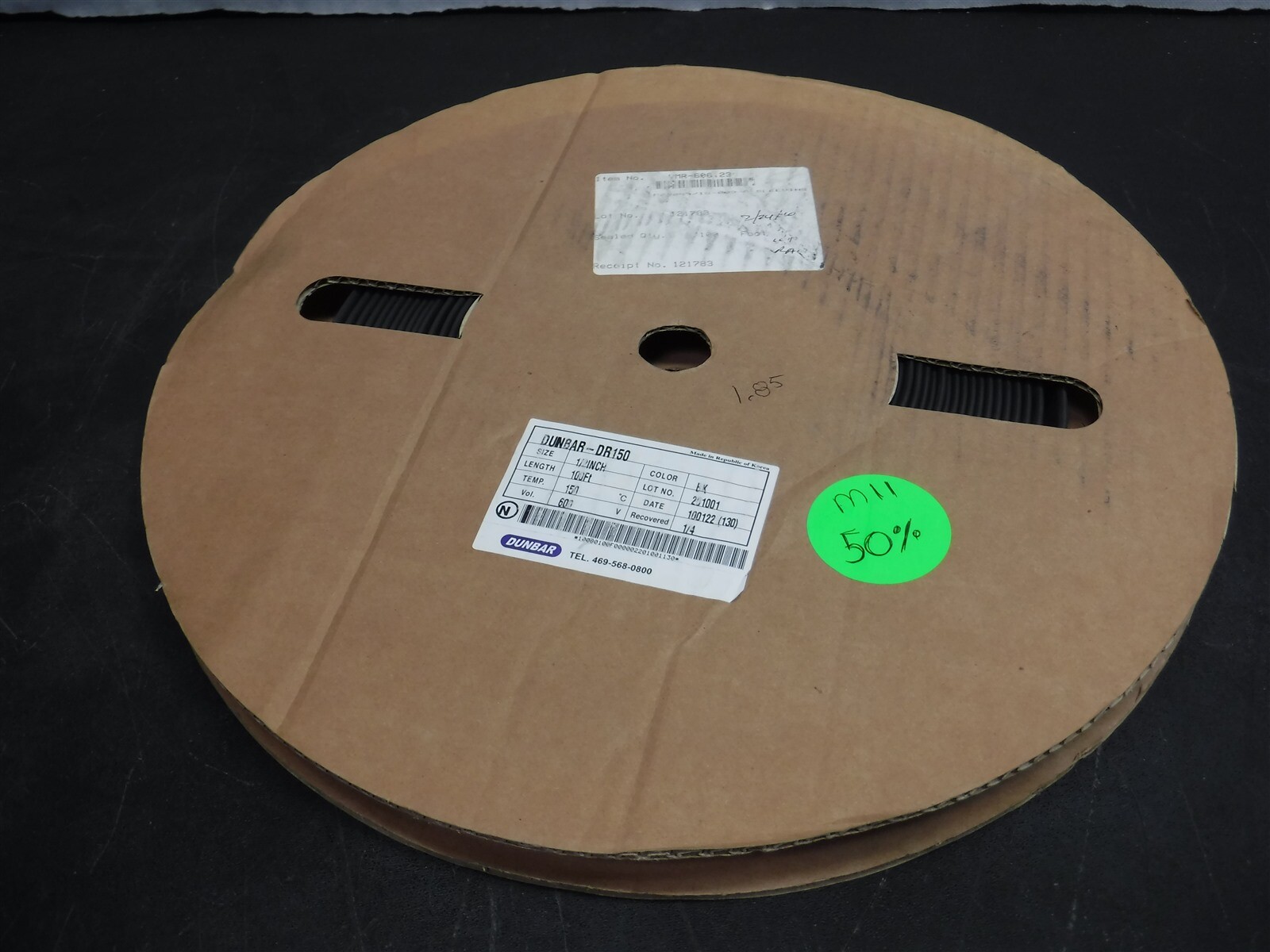 APPX 50FT Dunbar DR150-1/2″ Black 2:1 DIESEL-RESISTANT FLEX HEAT SHRINK O11