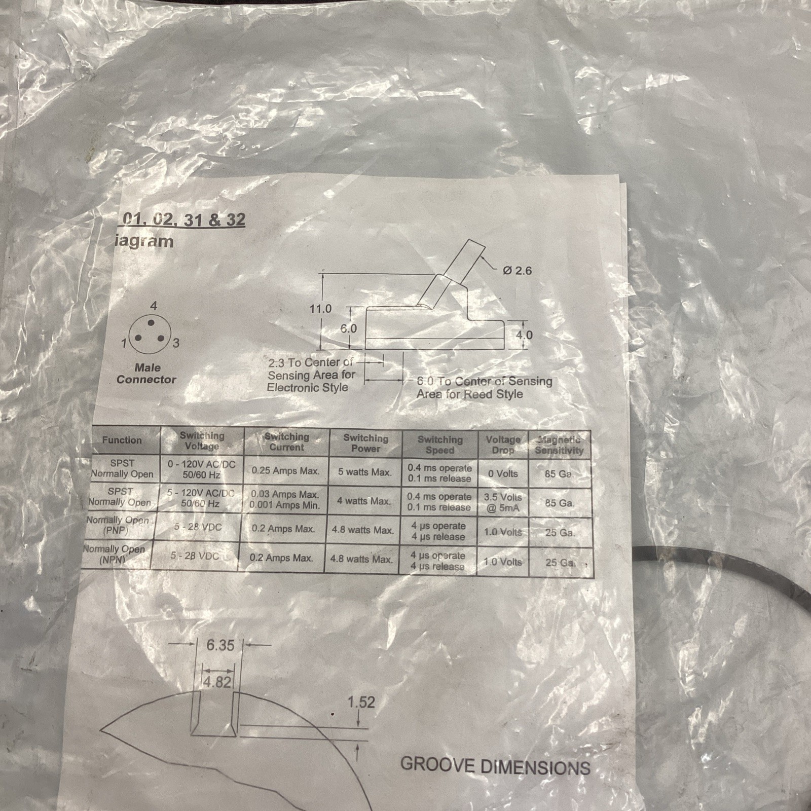 Fabco 949-000-331 Cylinder Switch Sensor 6-24 VDC 23000092 (TBI)