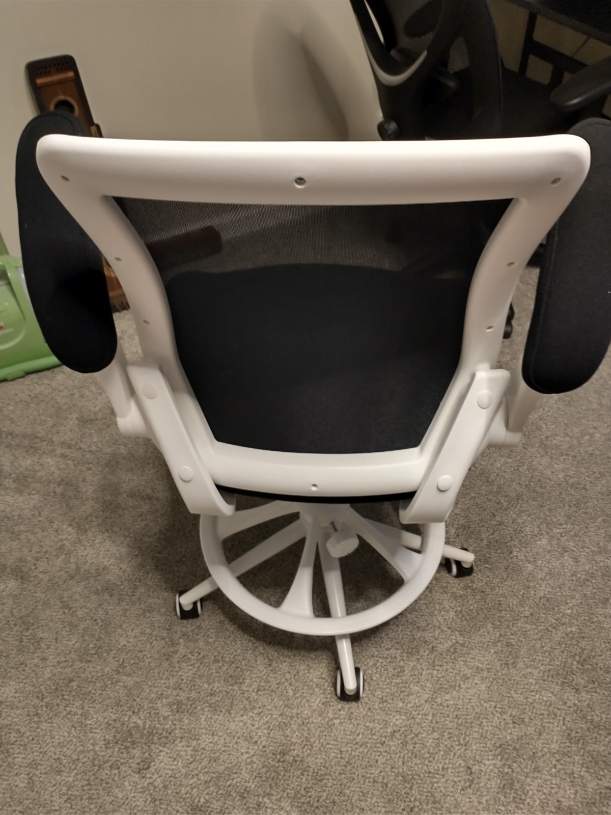 New Bojuzija Drafting/Office Chair With Foot Rest Flip Up Armrests White & Black