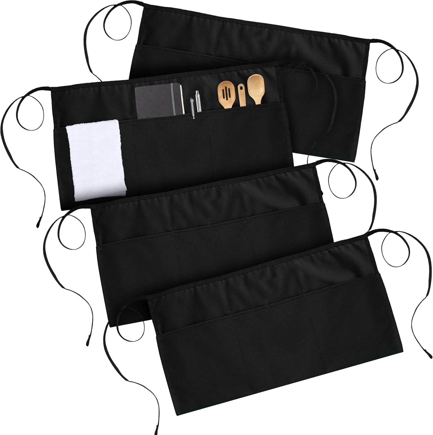 Server Waist Aprons with 3 Pockets Waiter Waitress Short Apron for Men Women