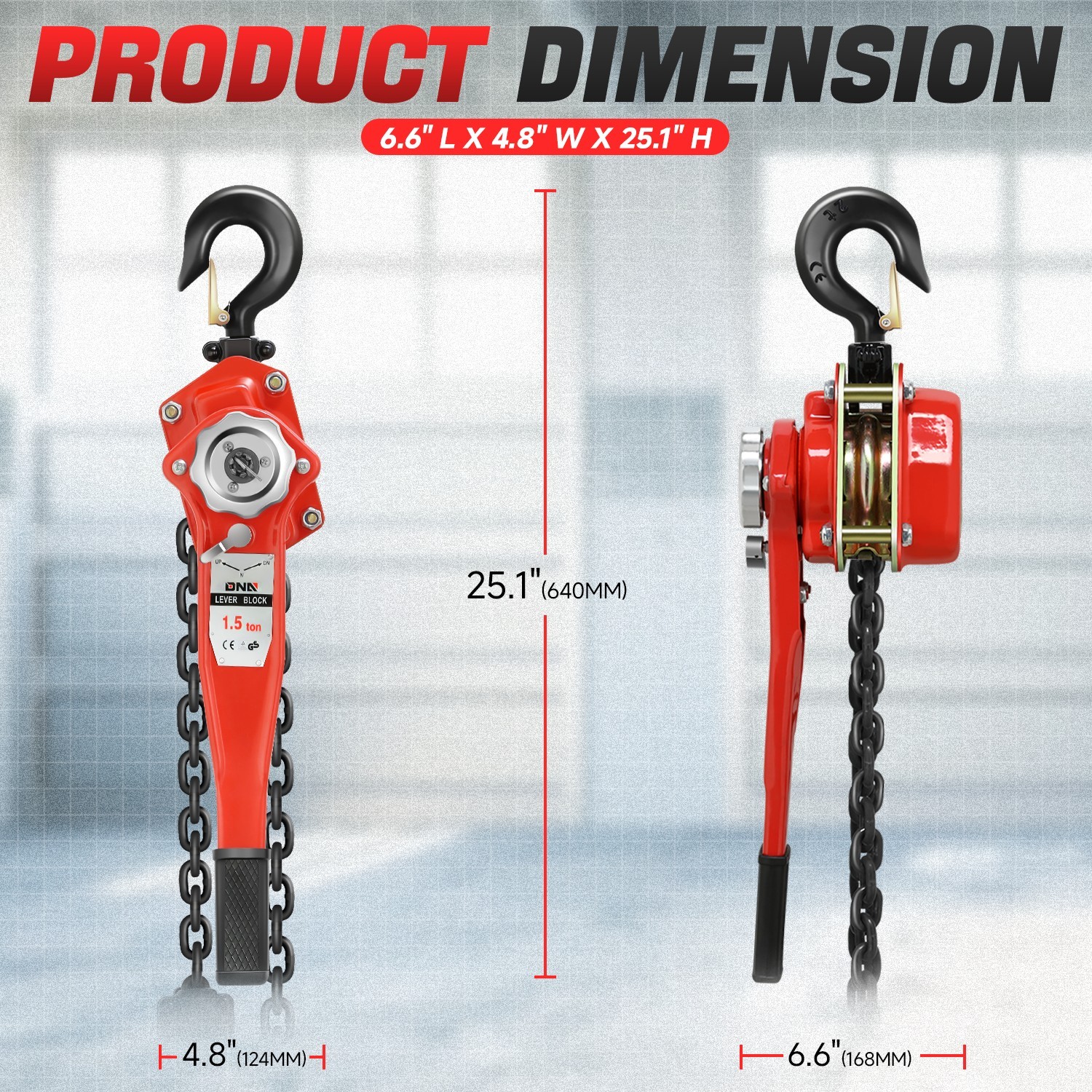 2Ton/4400lbs 5Ft Lifter Alloy Steel Lever Block G80 Chain Ratchet Hoist w/ Hook