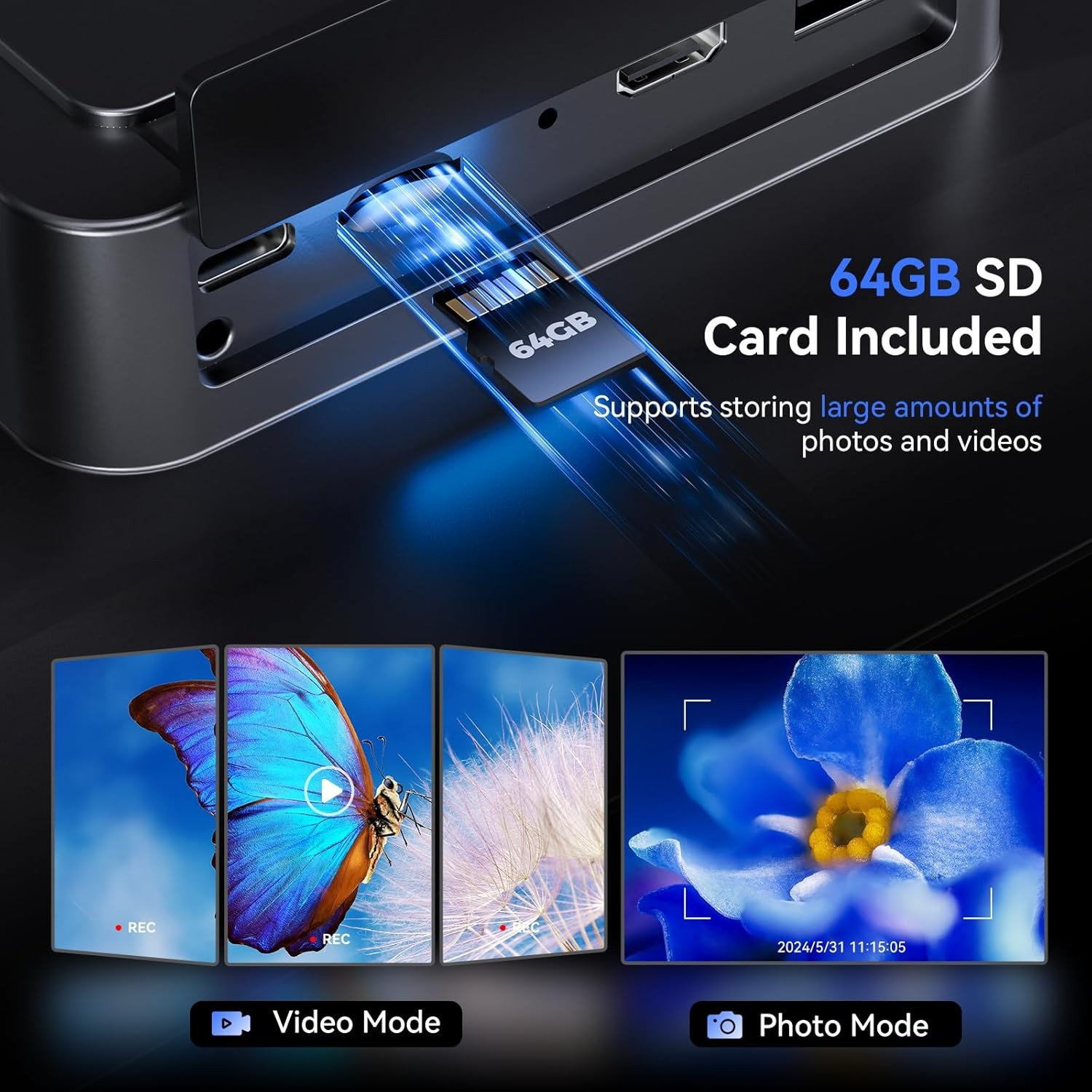 TOMLOV 2K HDMI Digital Microscope 3-Lens 10.1″ 2500X Coin Microscope 14 LED 64GB