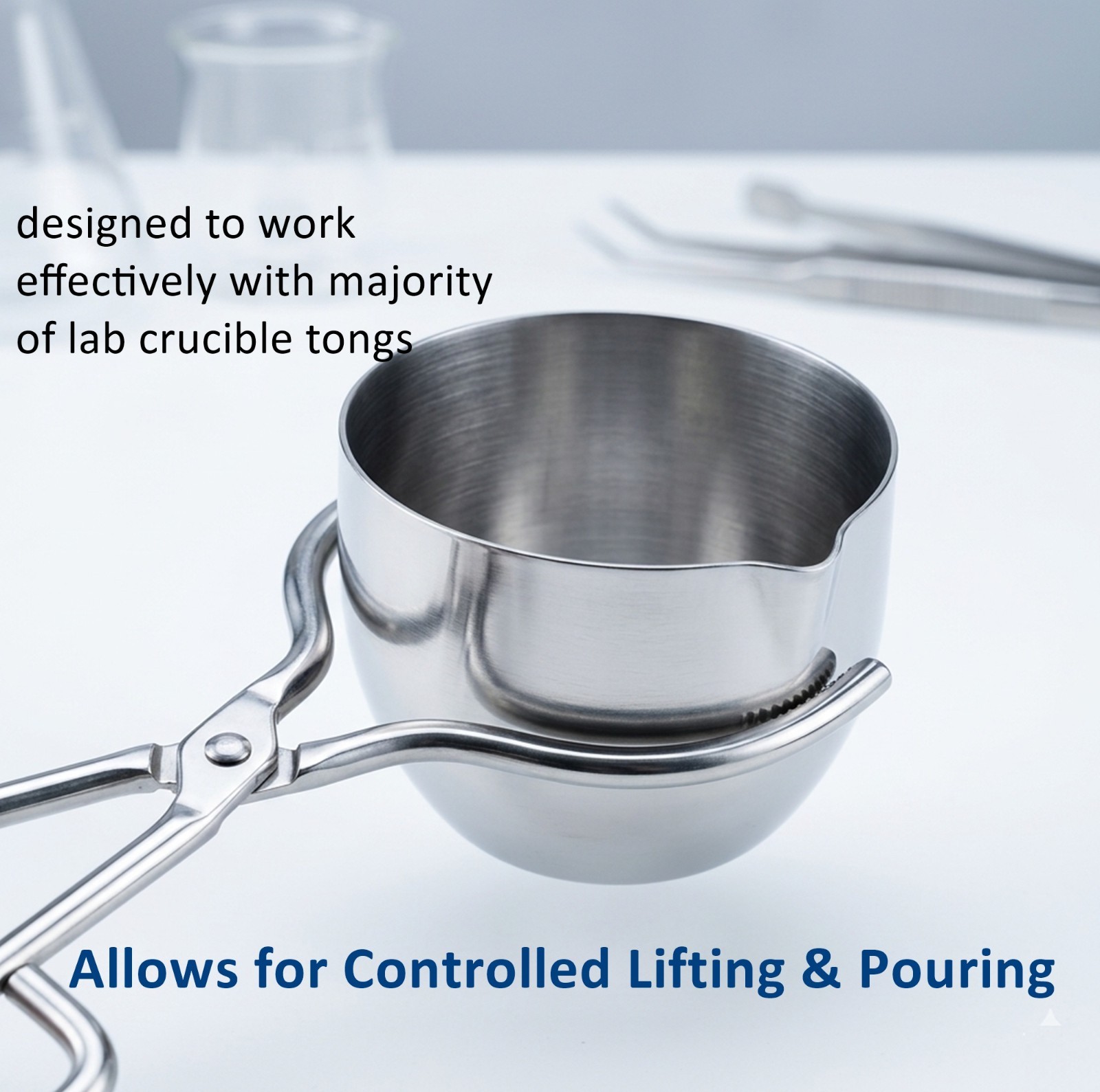 75ml Lab Crucible w/Spout Pouring Lip Laboratory Cup Mixing Bowl Science Pot