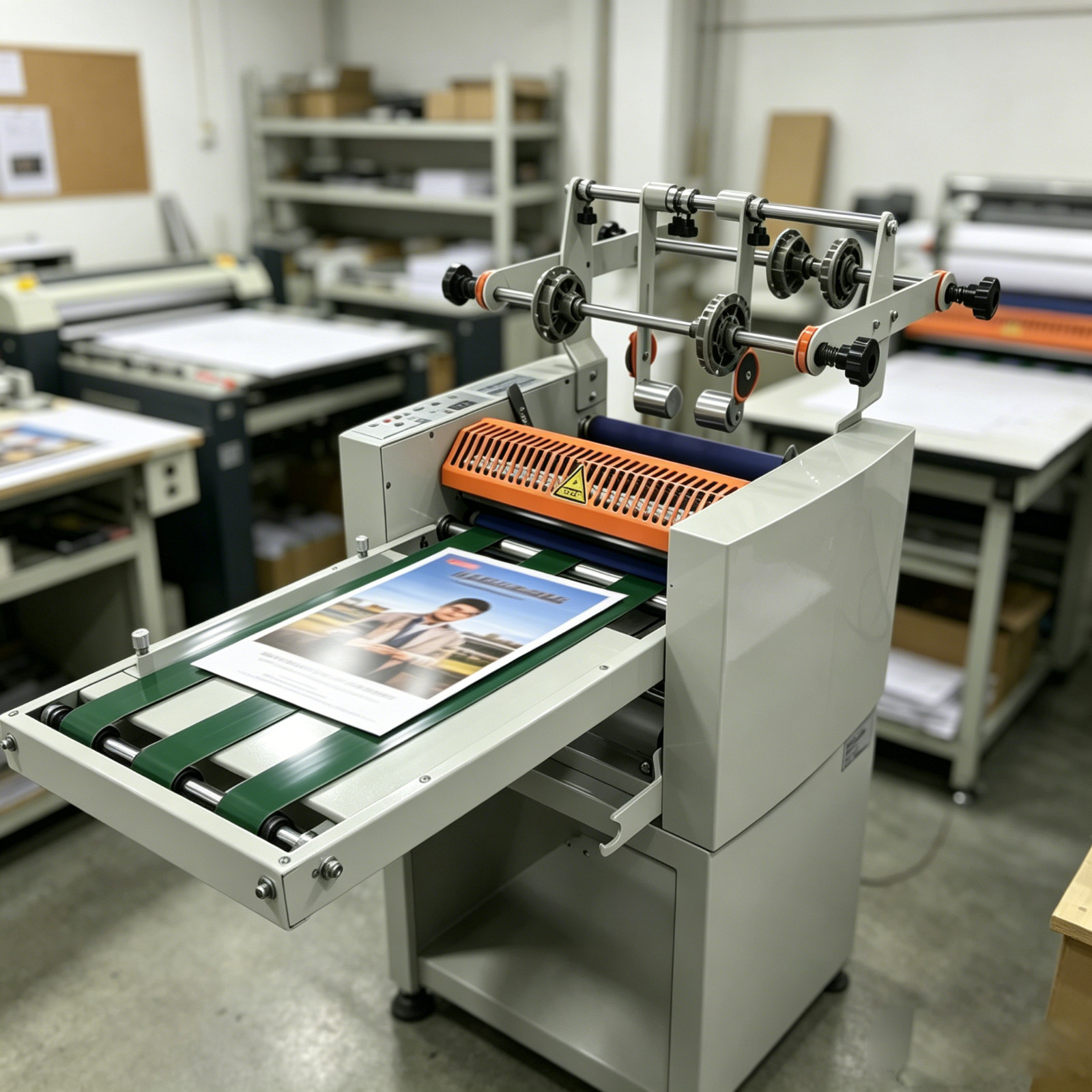 110V 32CM/12.6″ Vertical Roll Laminator Machine with Conveyor Belt, Cold Hot Ste