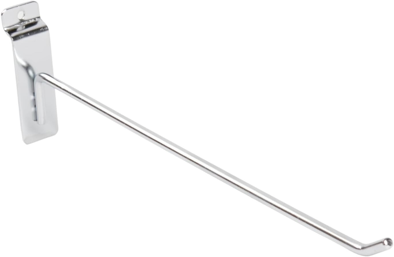 100 Chrome 12″ Slatwall Peg Hooks Slat Wall Retail Display 6 mm Diameter Tubing