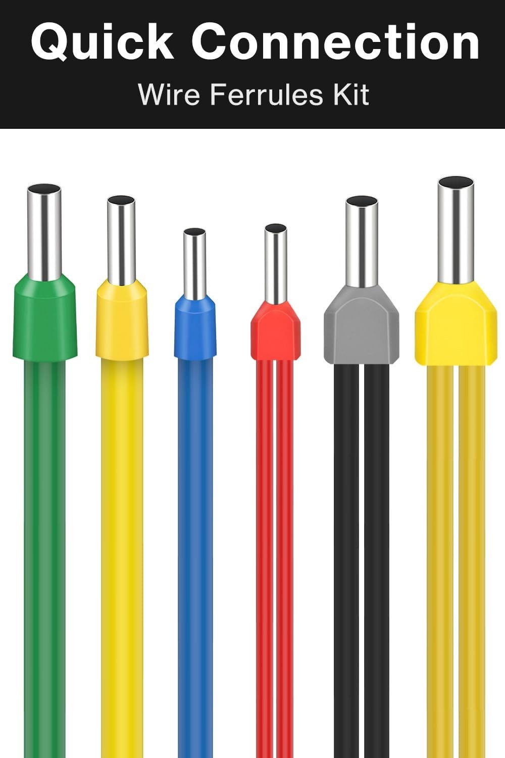 1200pcs Wire Ferrule Kit: Single & Double Ferrules Set/`