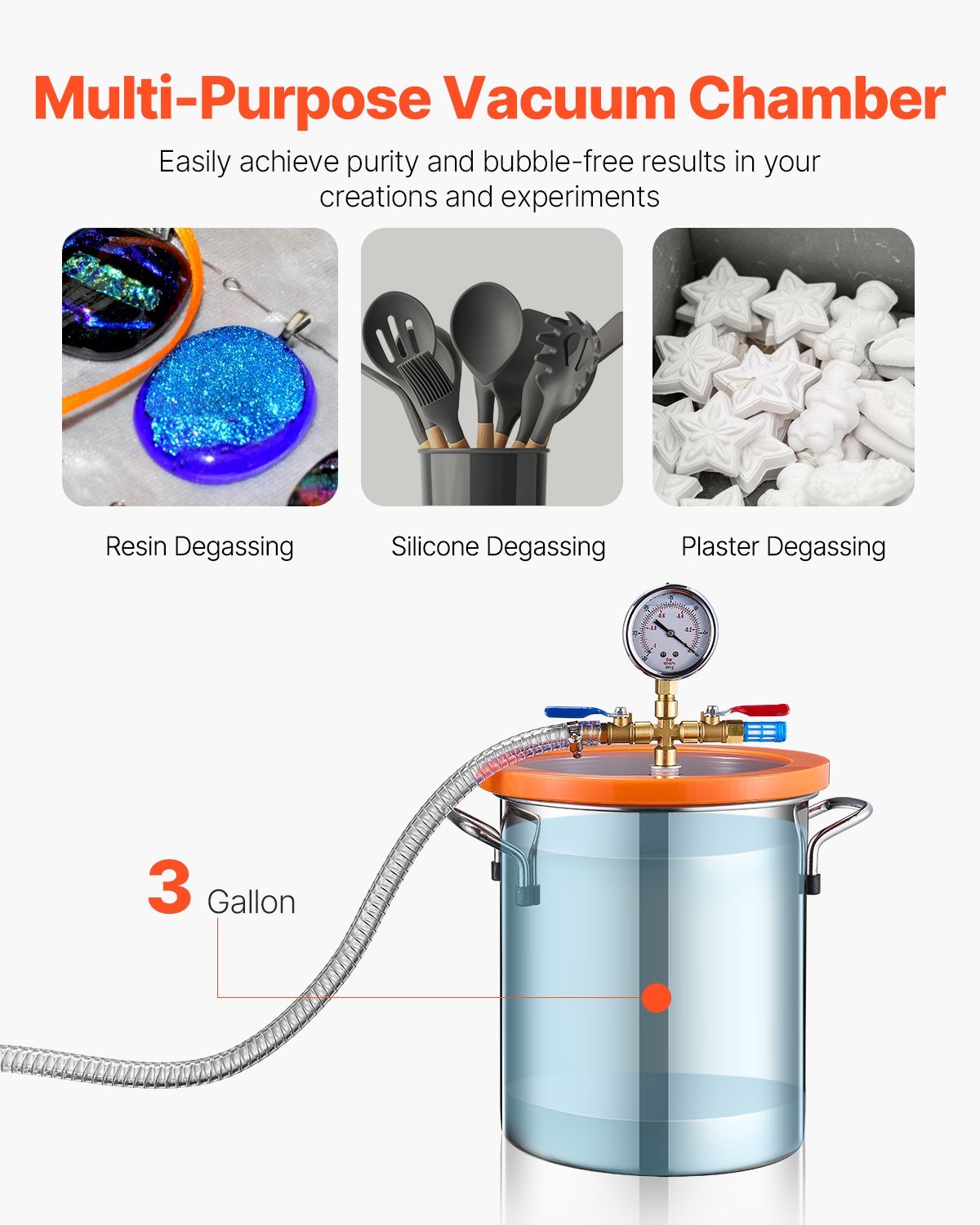 Uimoso 1.5 Gallon Vacuum Chamber 3.5CFM Single Stage Pump Degassing Chamber Kit