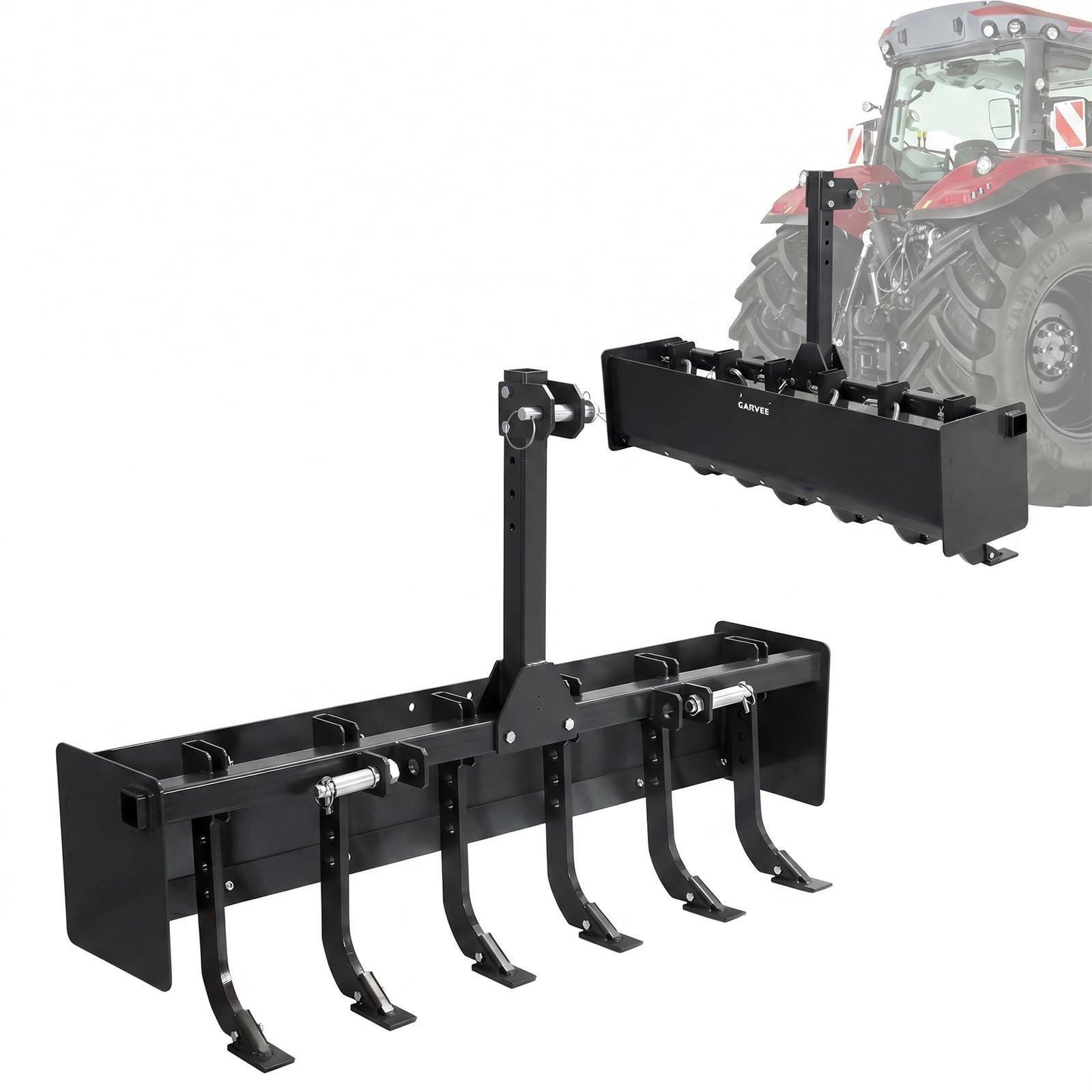 Heavy Duty Steel 55″ Box Blade Scraper W/ 6 Scarifier Shank For Cat 0 Cat 1