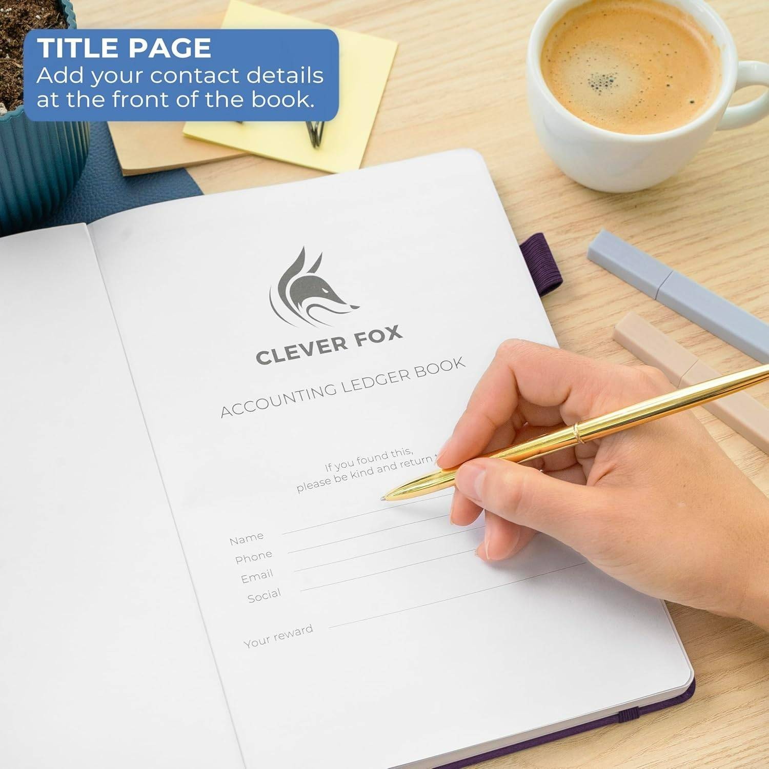 Clever Fox Accounting Ledger Book Purple Accounting Book