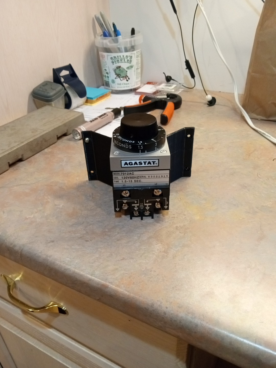 Agastat 120V Timing Delay Relay (7012AC) W/ 3d Printed Bracket