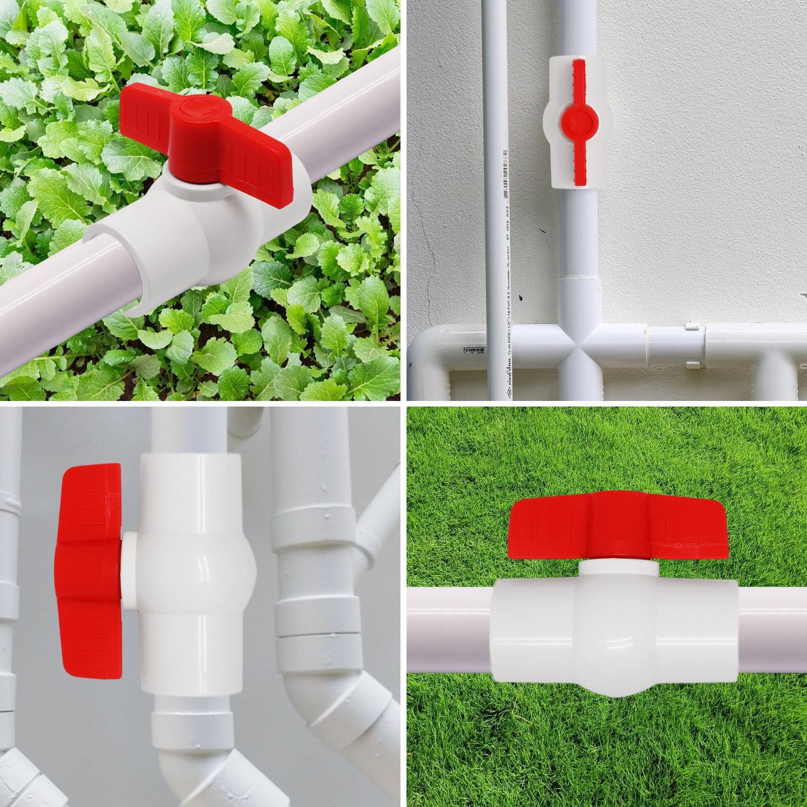 6Pcs White 3/4 Inch Threaded PVC Ball Valve NPT Shut-Off Valve with Handle Ra