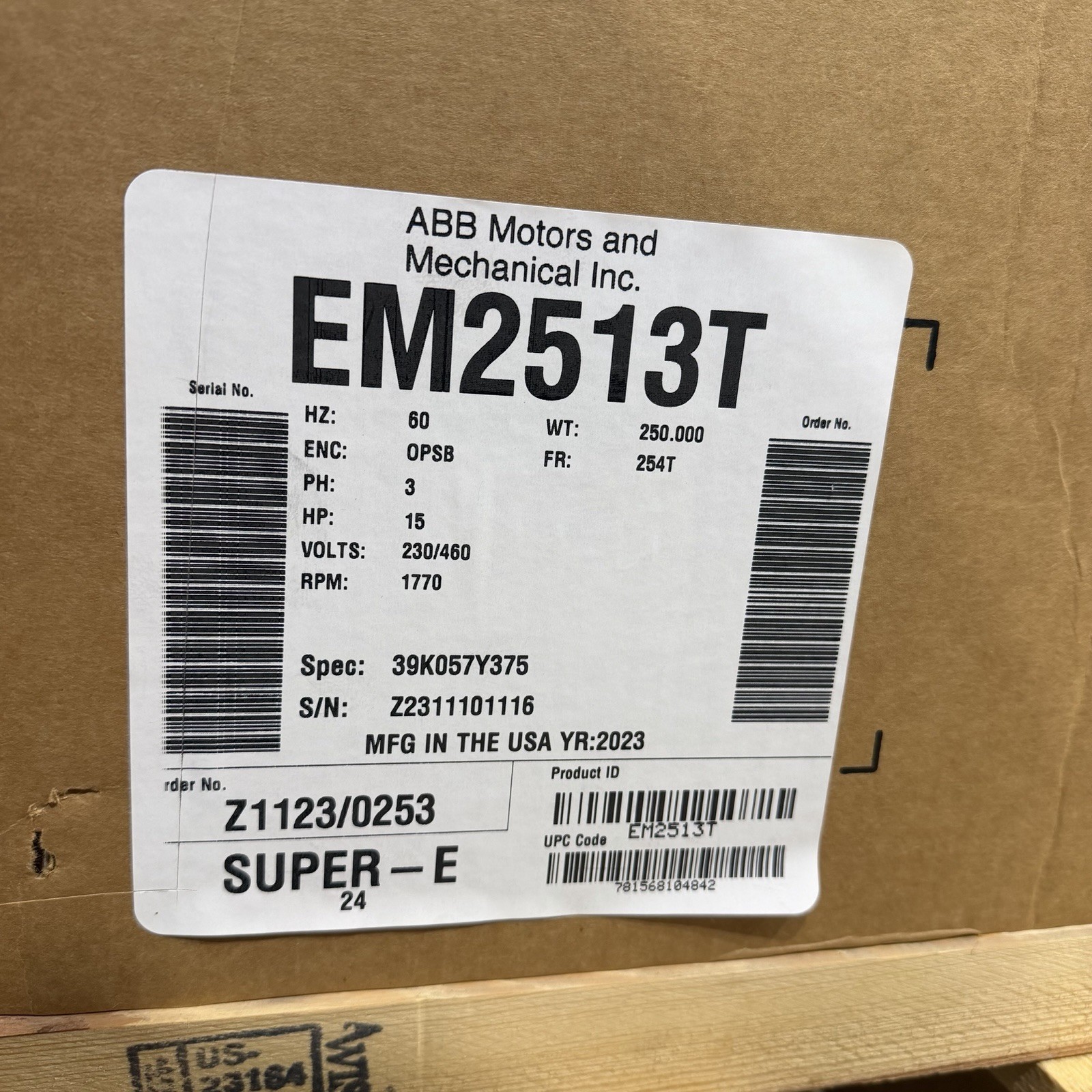 Baldor-Reliance EM2513T Three-Phase Ac Induction Motor, 15 Hp, 254T Frame,