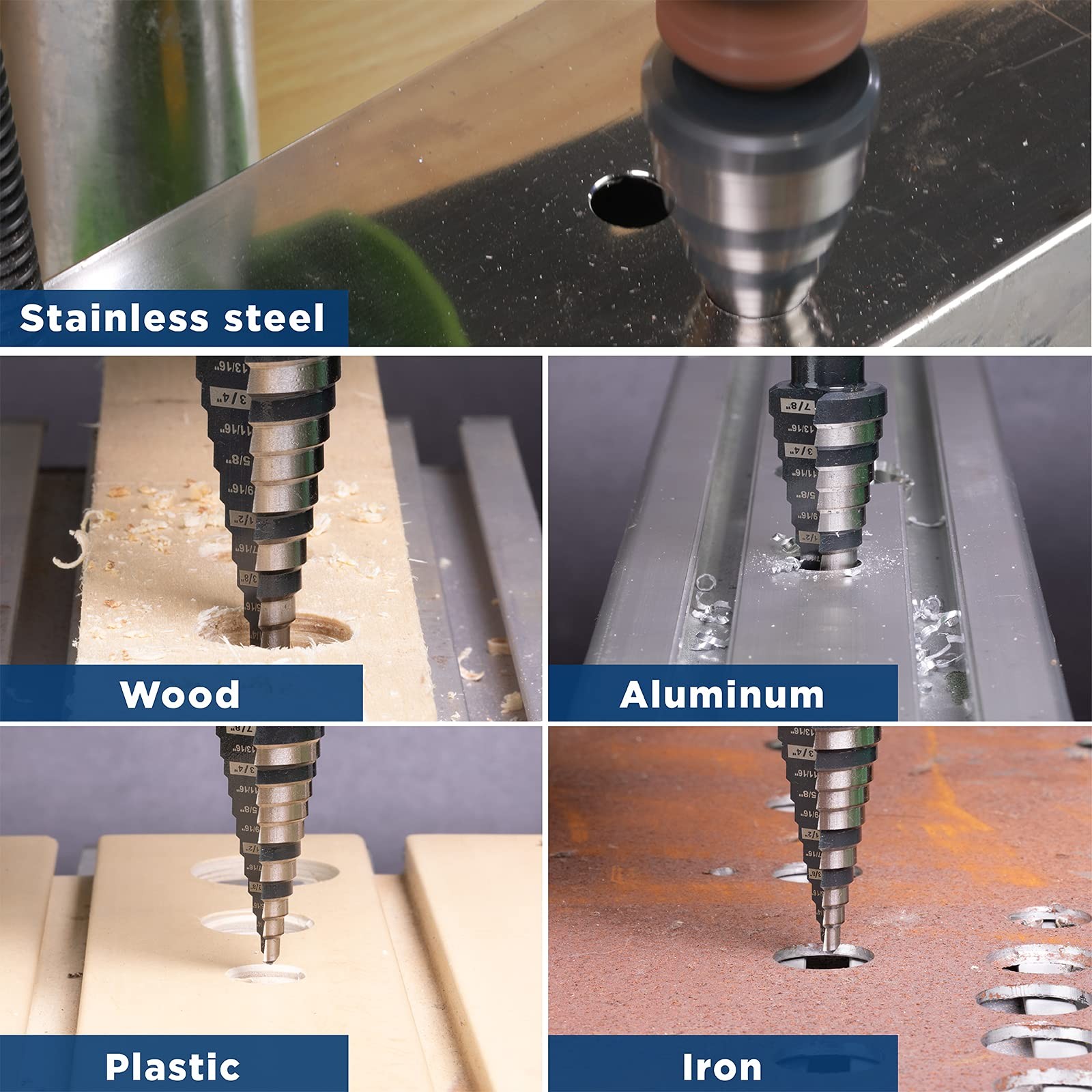 SHARPTOOL 1/4 to 1-3/8 Inches M2 HSS Step Drill Bit for Metal, 1/4″ 1-3/8″