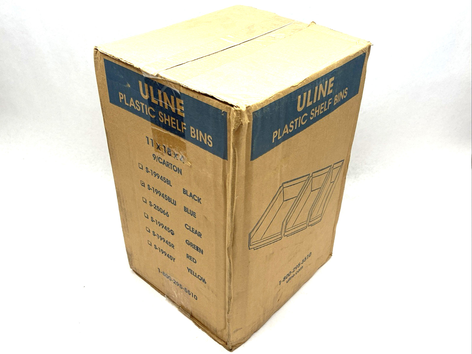 Uline S-19945BLU Blue Plastic Shelf Bins 11″ x 18″ x 4″ LOT OF 9