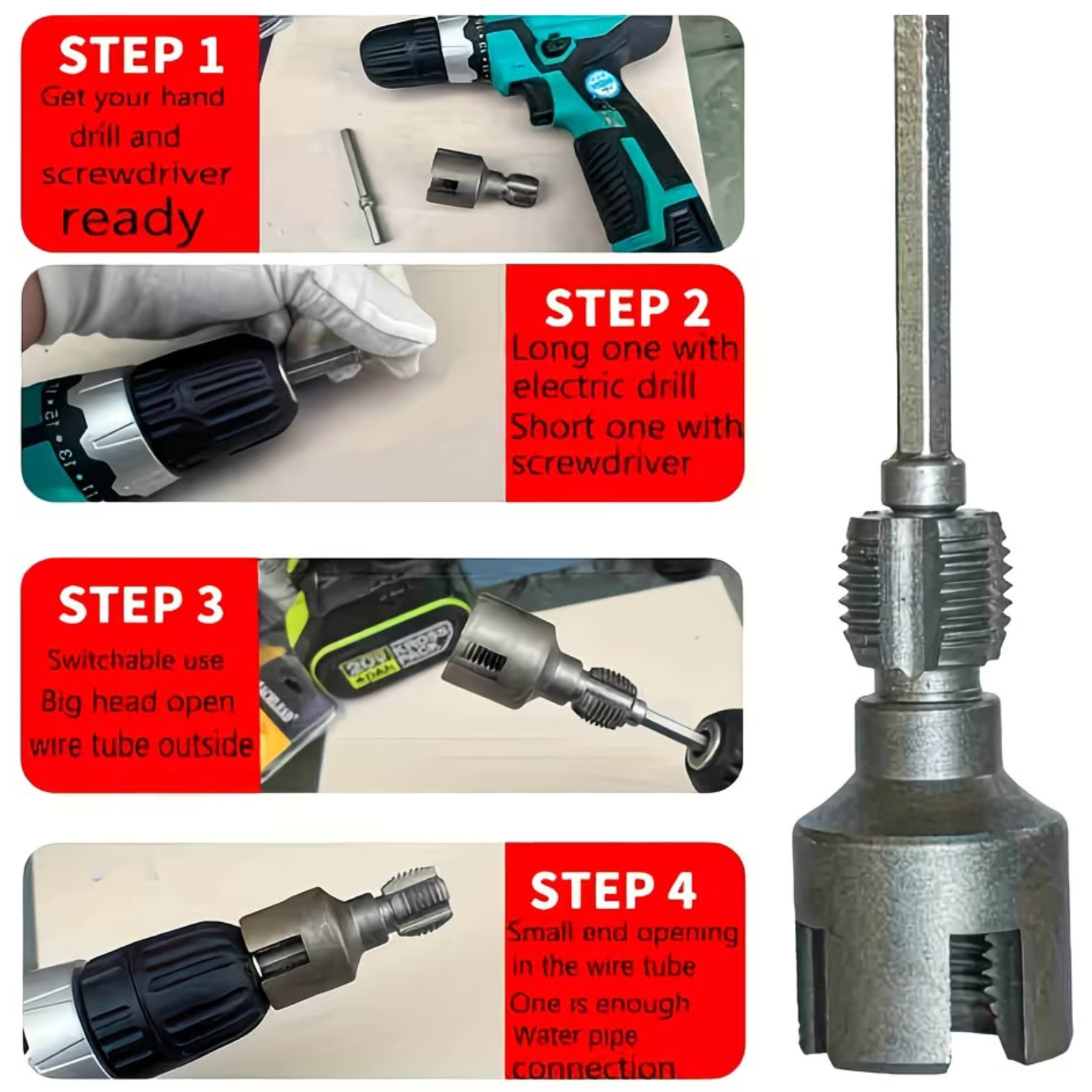 Integrated Internal & External Pipe Threading Tool Steel PVC Pipe Threader Kit