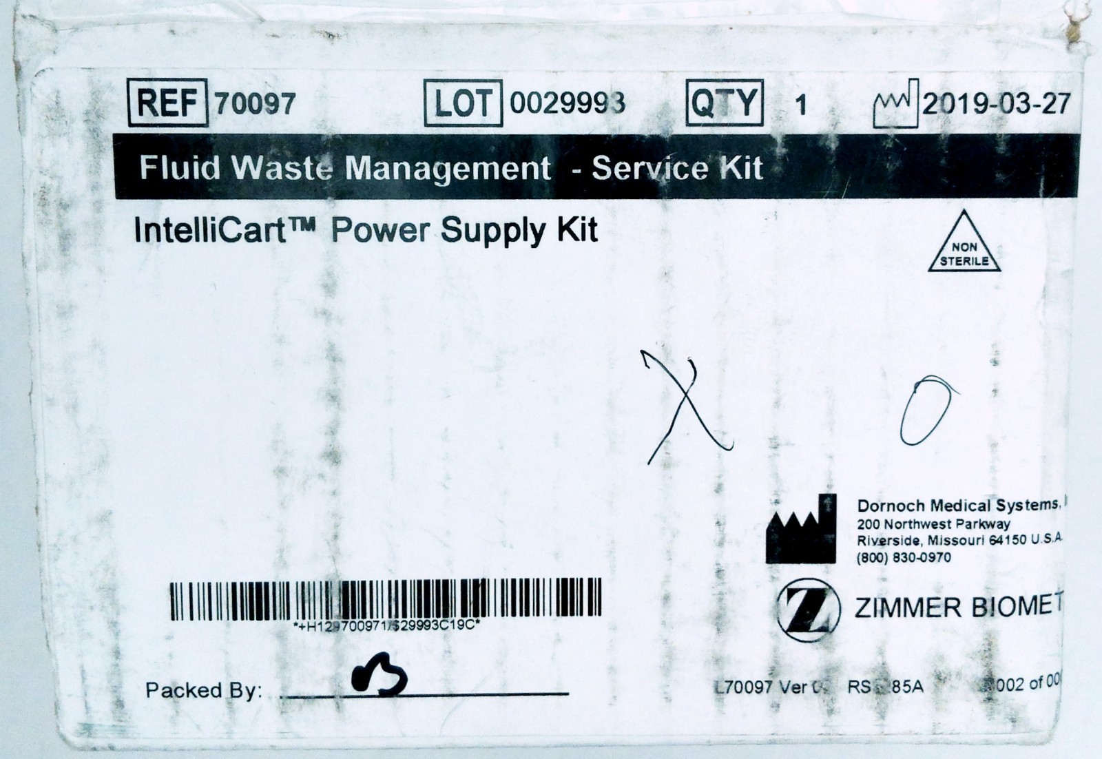 Zimmer Biomet 70097 IntelliCart Power Supply Kit Fluid Waste Management OPEN BOX