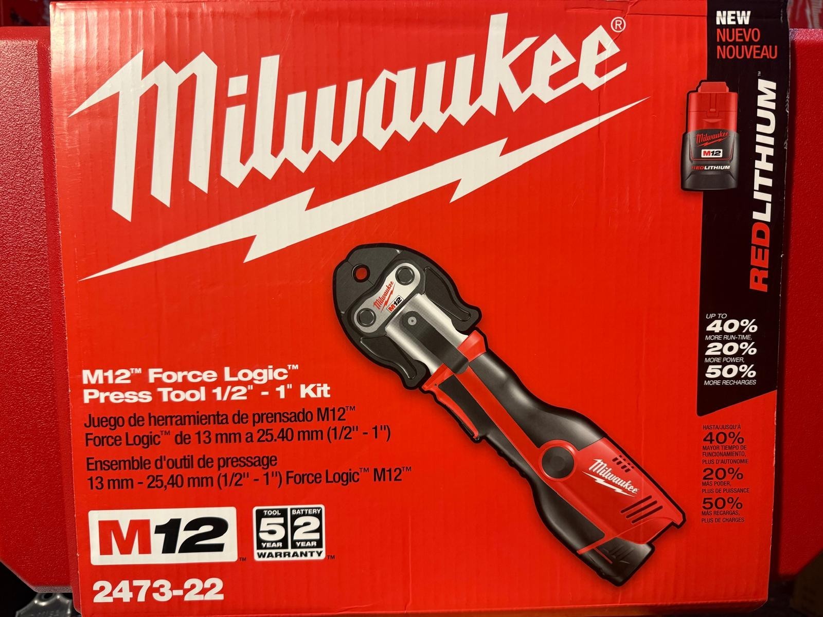 Milwaukee M12 Force Logic Press Tool Kit 2473-22 Copper 1/2″-1″ Clamp