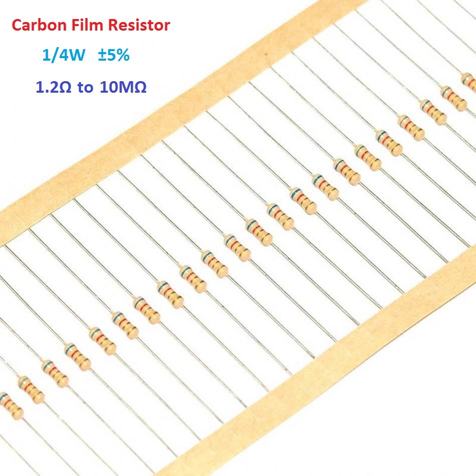 1000pcs Carbon Film Resistor 1/4W 0.25W – Full Range of Values ( 1.2Ω-10MΩ)