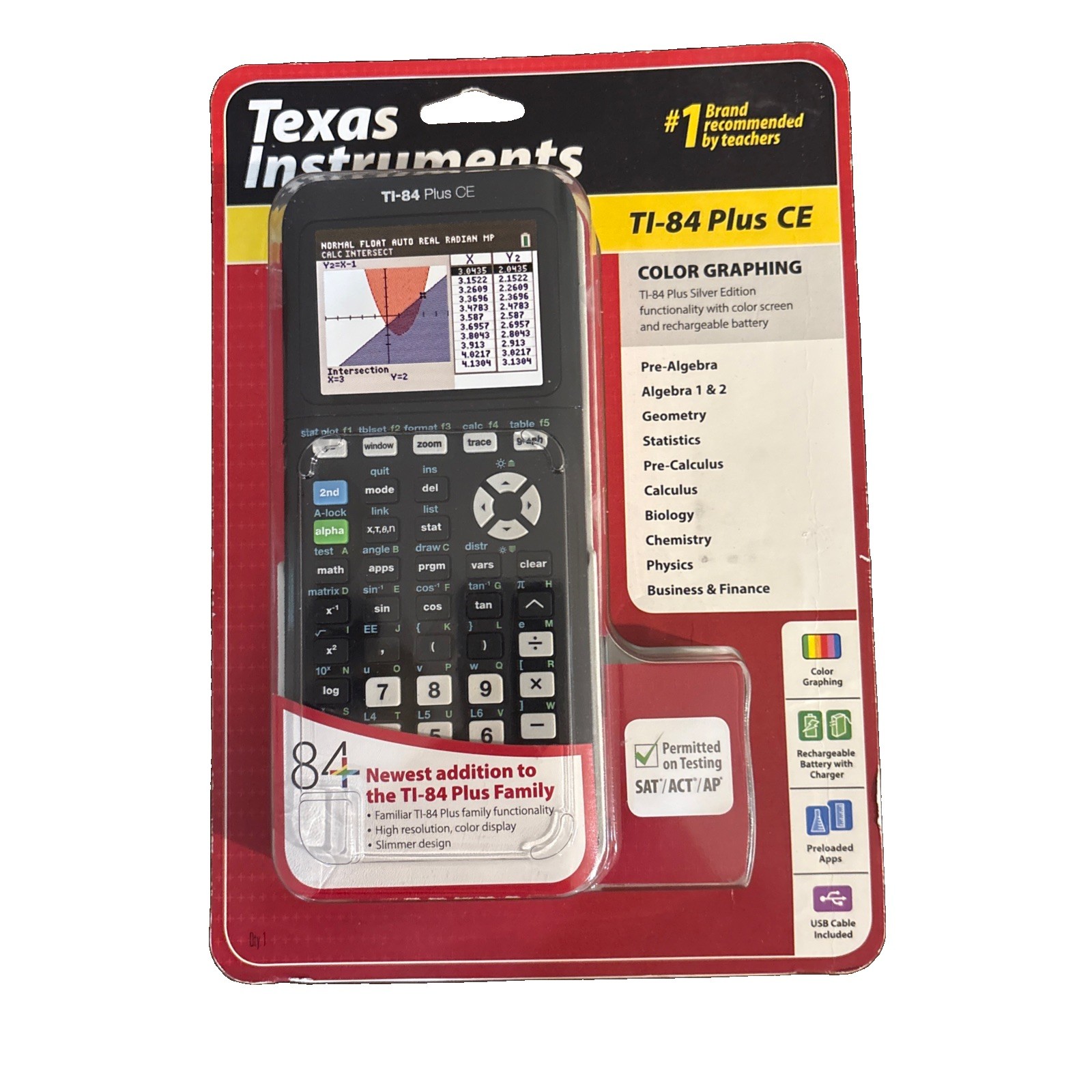 Texas Instruments TI-84 Plus CE Color Graphing Calculator Silver Edition, Black