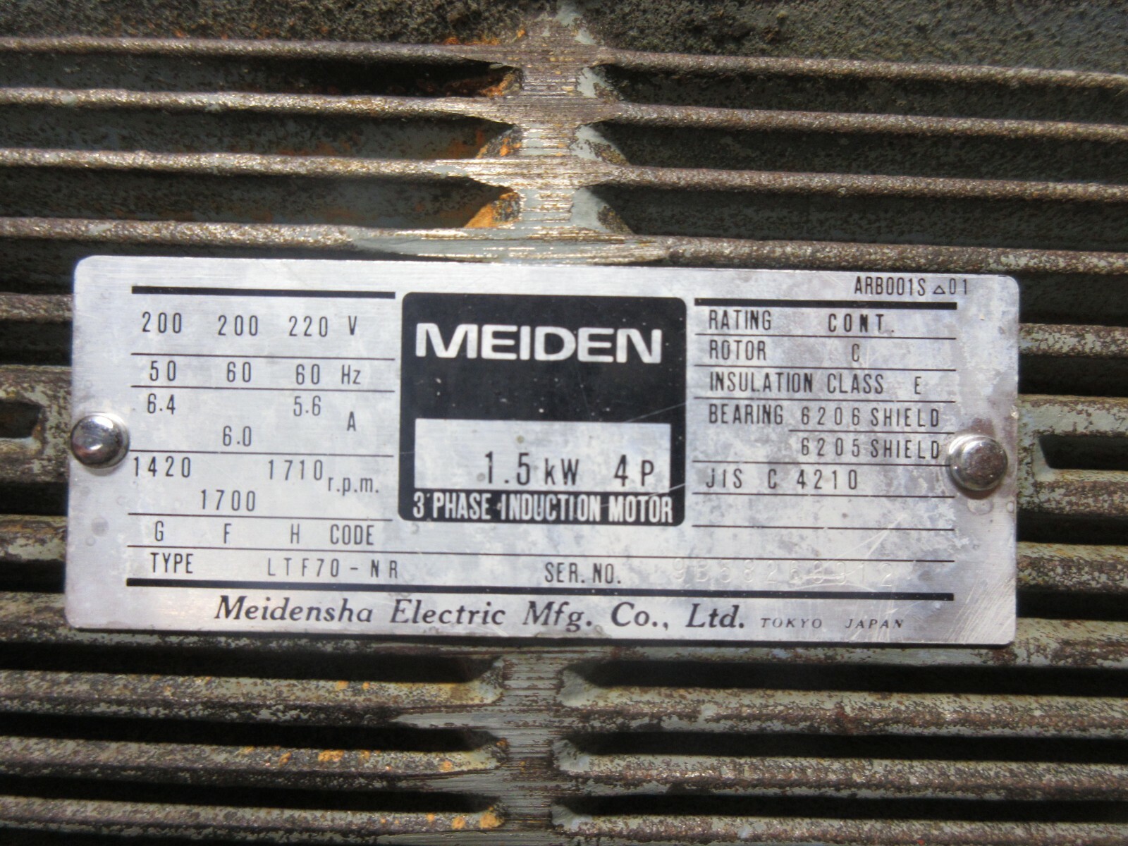 MEIDEN SHA MOTOR PUMP ARB001S LTF70-NR UPV-1A-16N0-1.5-4-2477A PVS-1B-16N0-2477A