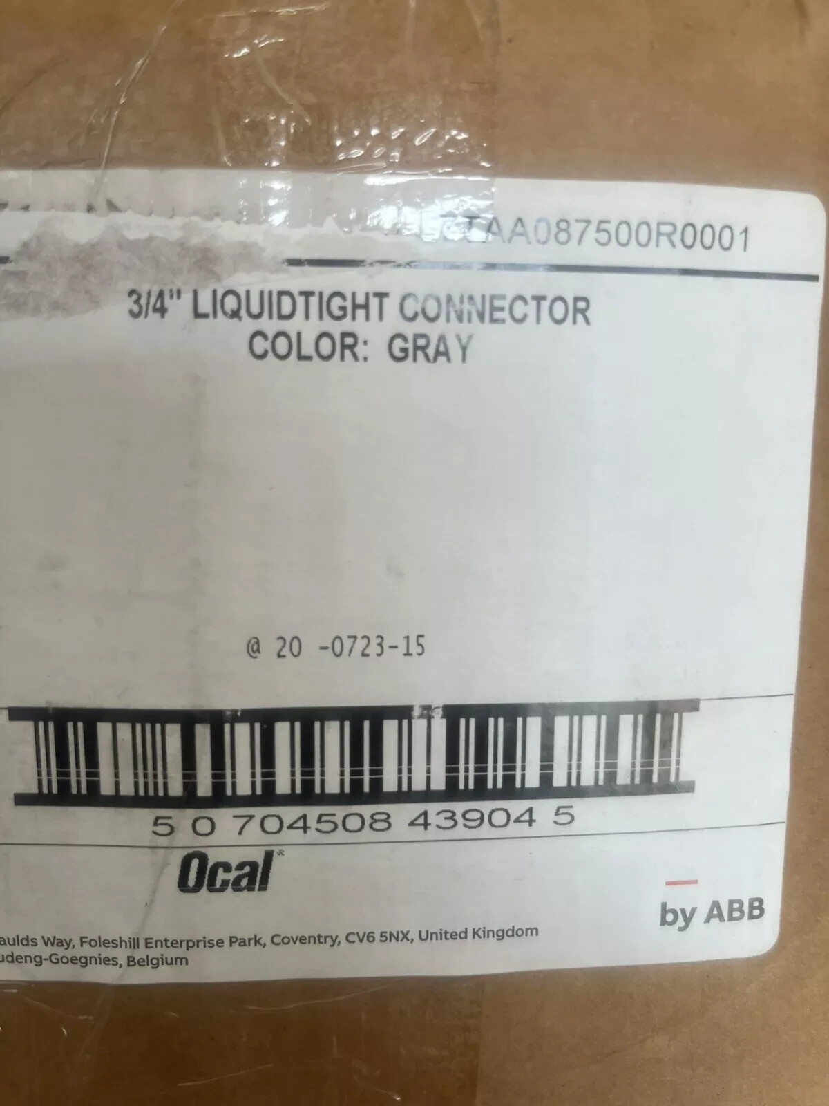 OCAL T&B ST3/4-G 3/4” Straight Liquidtight Connector PVC Coated