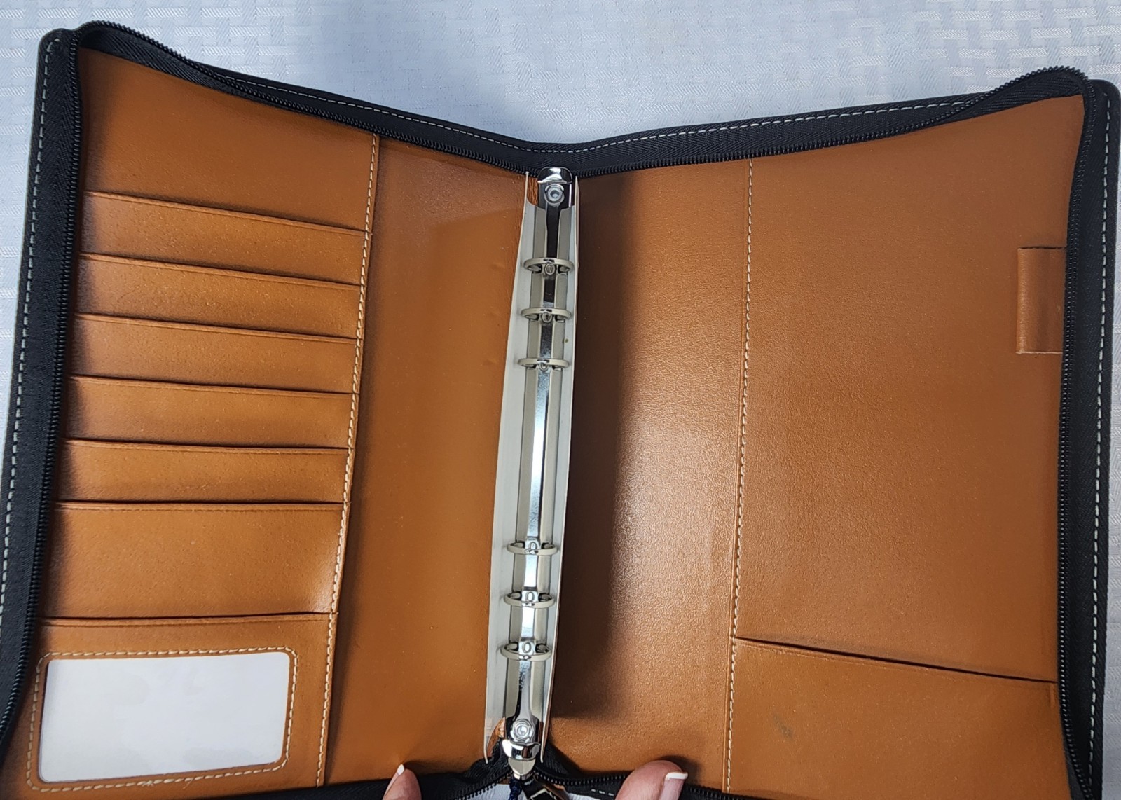 Baekgaard Rare Black Leather Zip Around Organizer Agenda Portfolio 10” X 7” NEW!