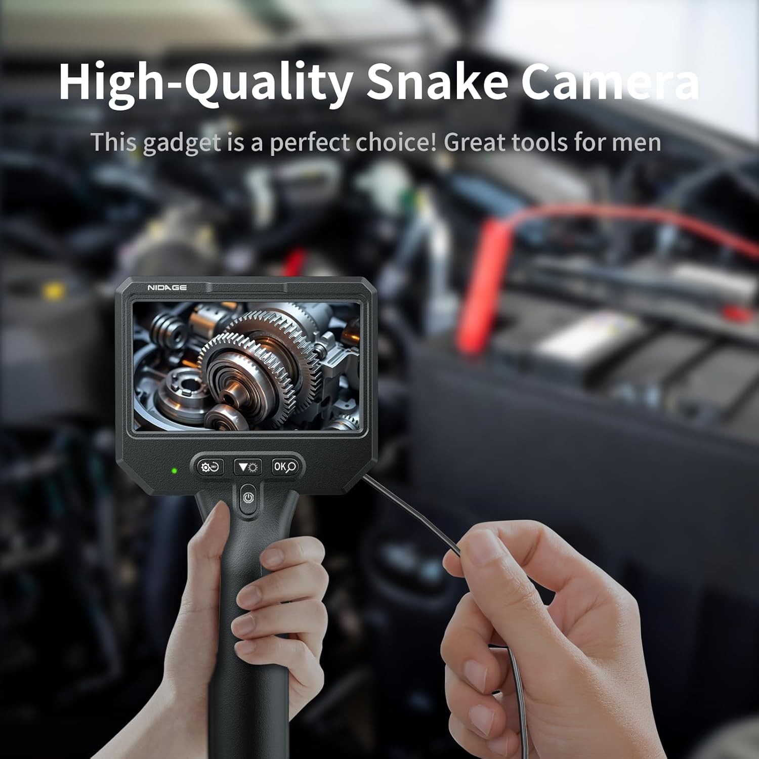 3.9mm Endoscope Camera with Light 1920P HD 5FT Semi-Rigid Cable IP67 Waterproof