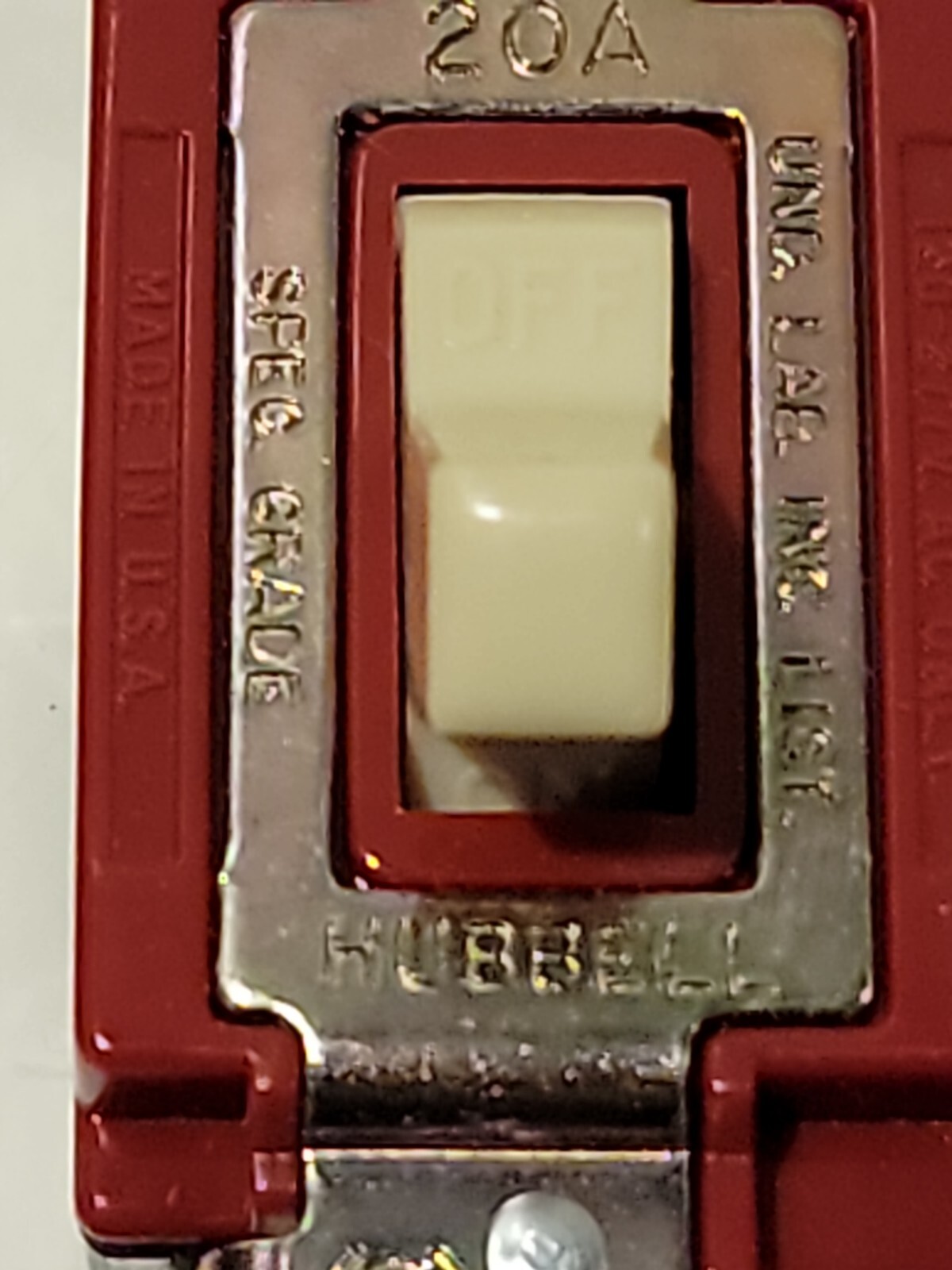 Hubbell CSB120I Ivory Back Wired Pole Commercial Switch 20 Amp 120/277v