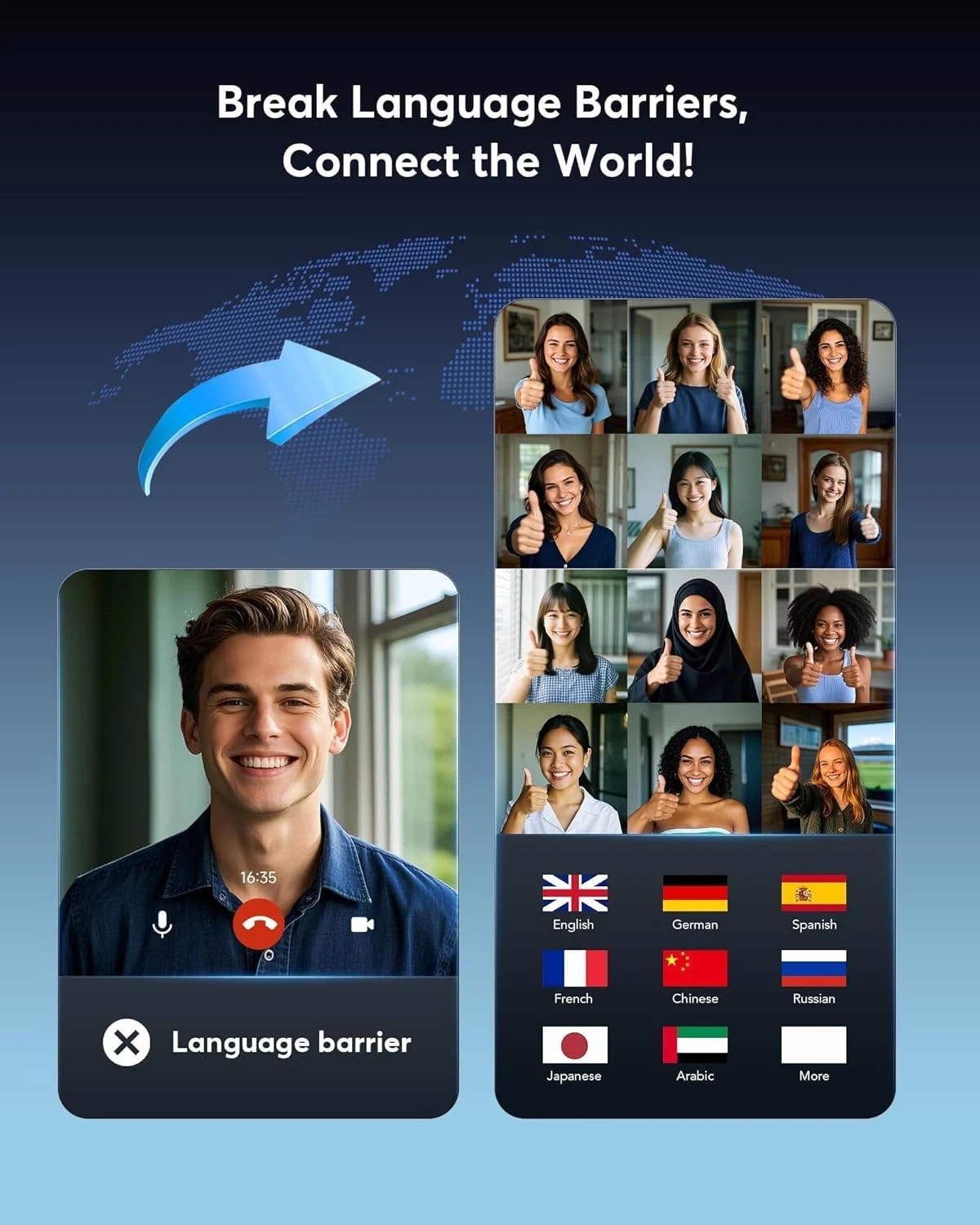 Paekole H5 AI Translation Earbuds: Real-Time 2-Way Language Translator Device (1
