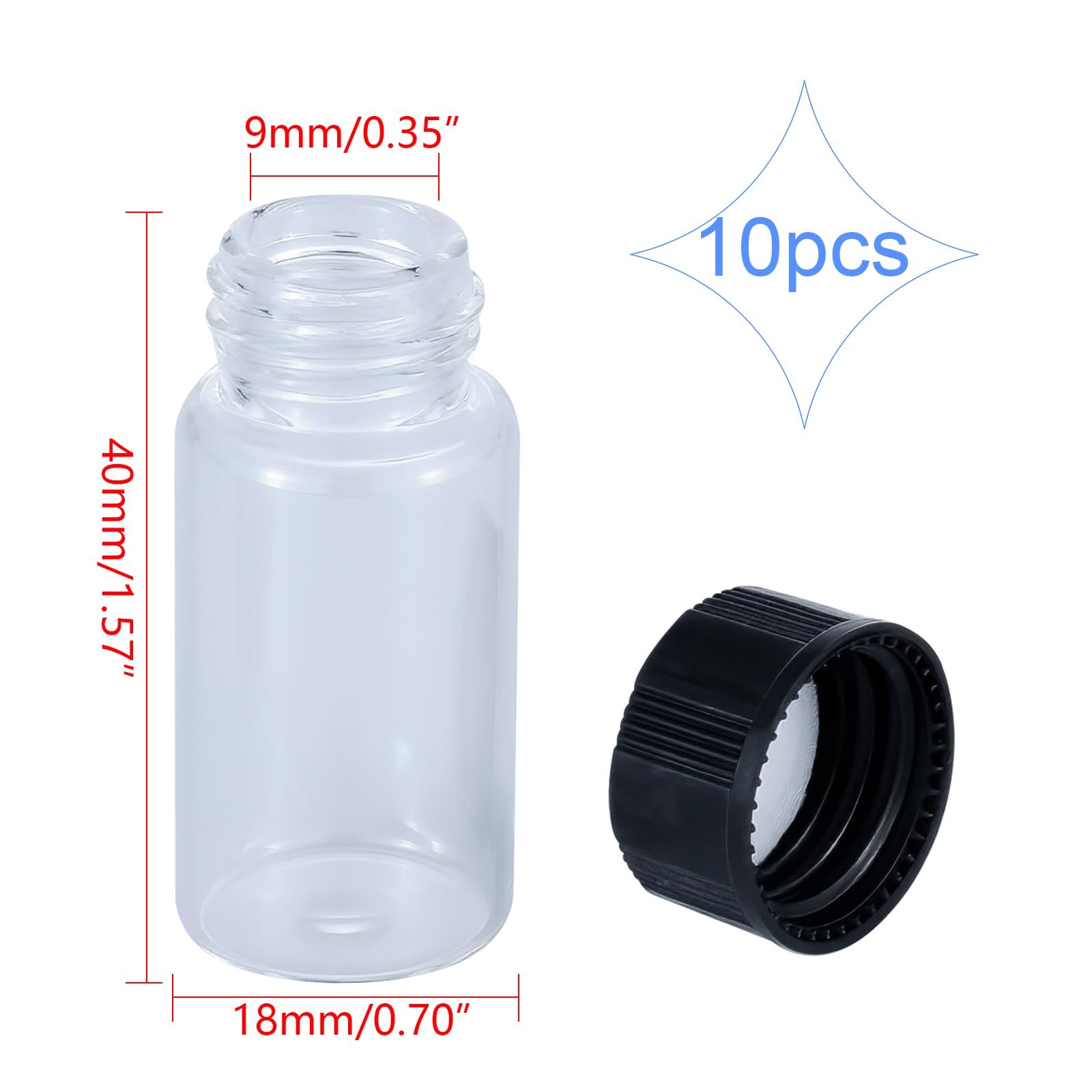 Newzoll 5mL1/6 oz Mini Clear Glass Vials with Plastic Screw Caps for Travel J…