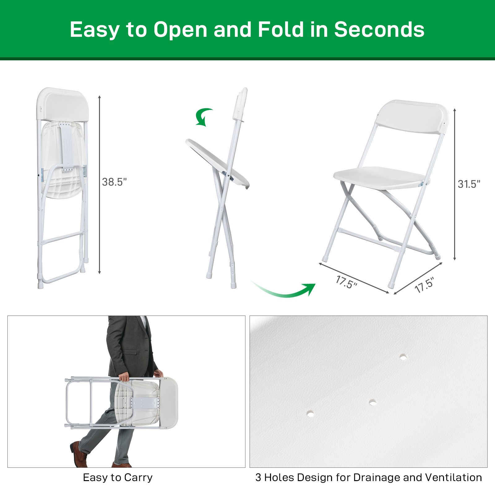 6-10PCS Wedding Party Event Quality Commercial Plastic Stackable Folding Chairs