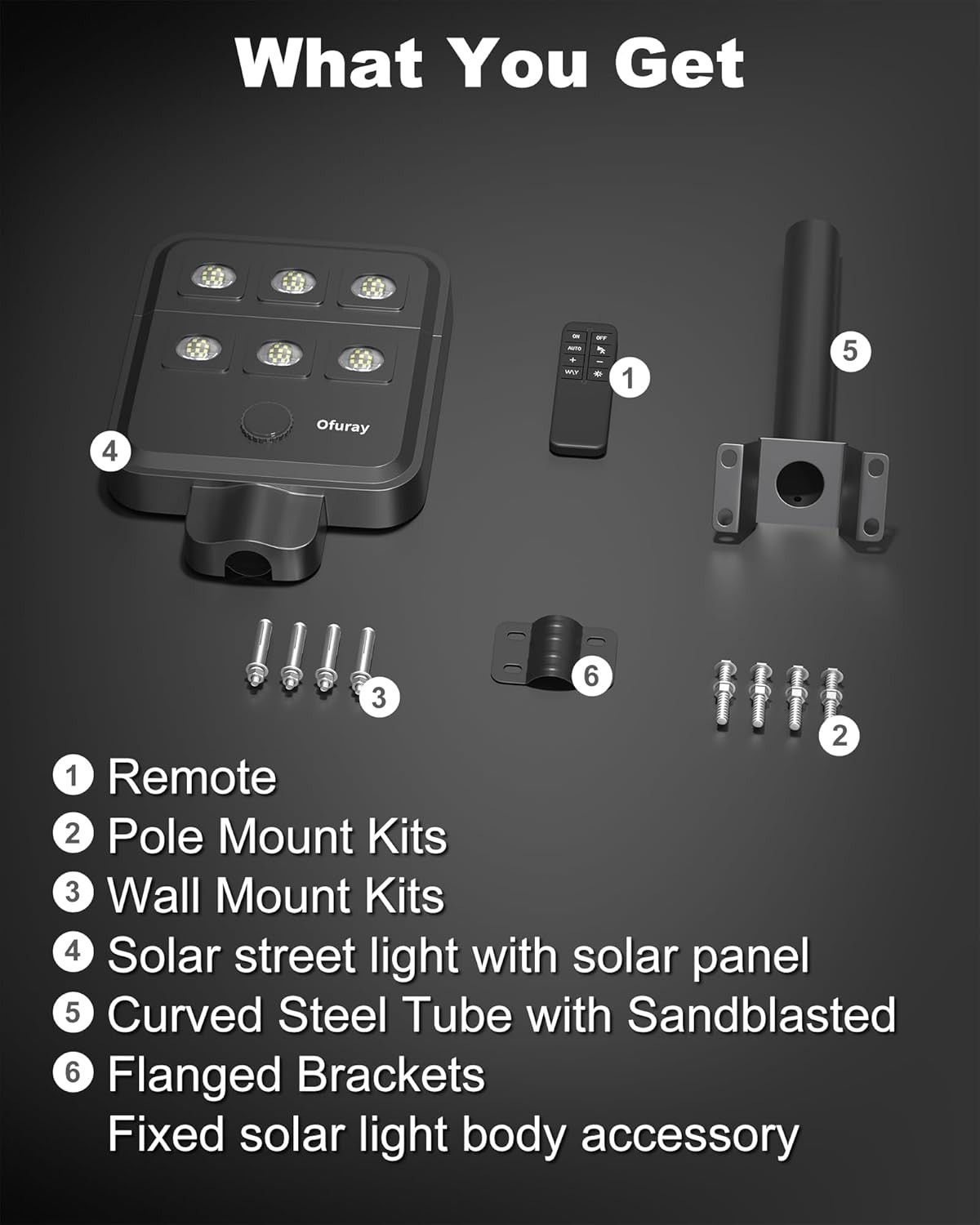 OF-5000W Solar Street Lights 6500K Dusk to Dawn Motion Sensor IP67 60LED