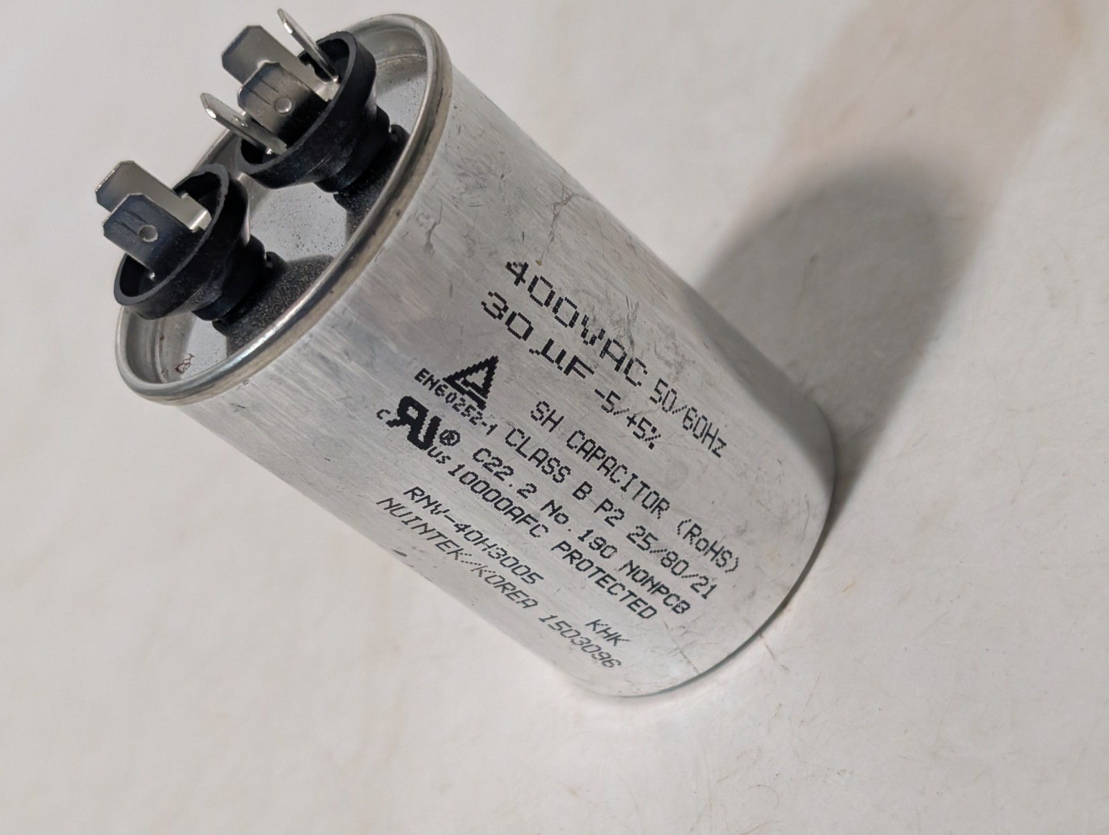 (3) 30µF, 370-400VAC capacitors: ECCOLL II 325P306H37N30N4X, Nuintek RNV-40H3005