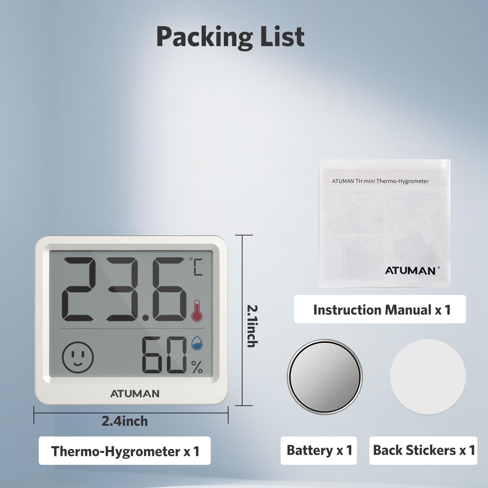 ATuMan Mini Digital Hygrometer Indoor Thermometer with Temperature and 2.5in