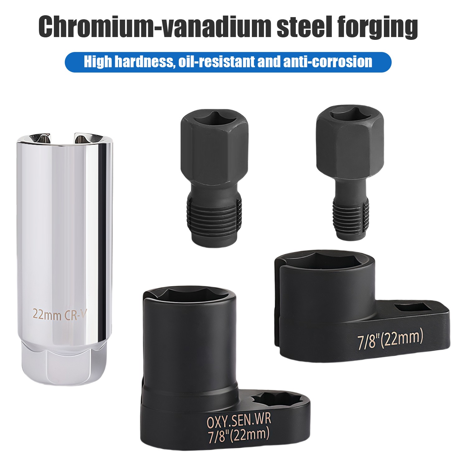 5PCS Automotive O2 Oxygen Sensor Socket Set Offset 02 Sensor Wrench Remover Tool