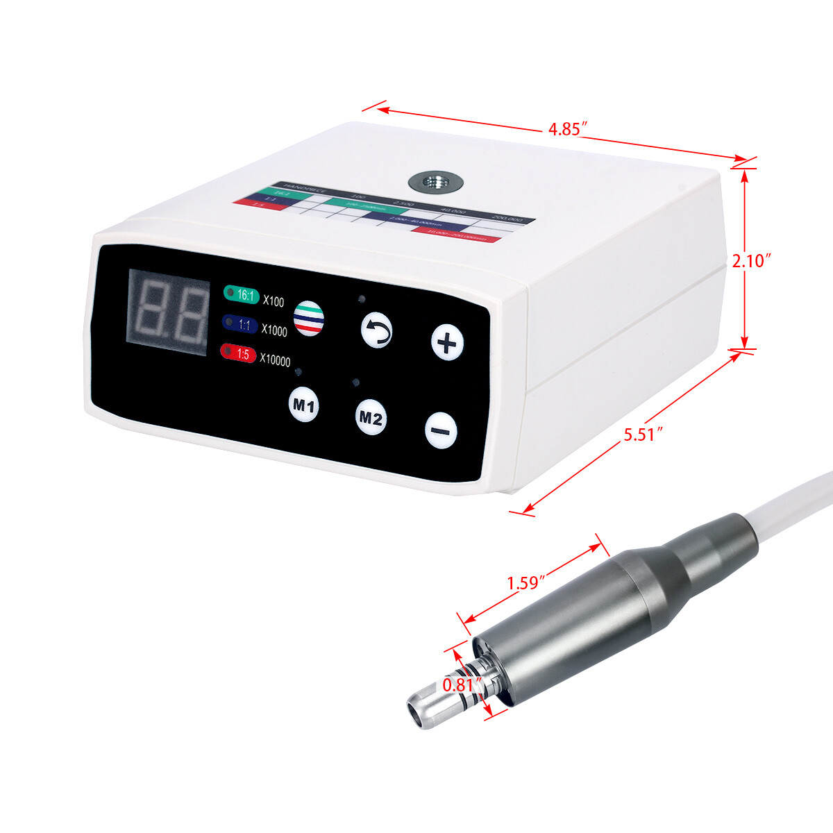 Dental Lab LED Brushless Electric Micro Motor 1:1/1:5/16:1 ISO-E type Connector