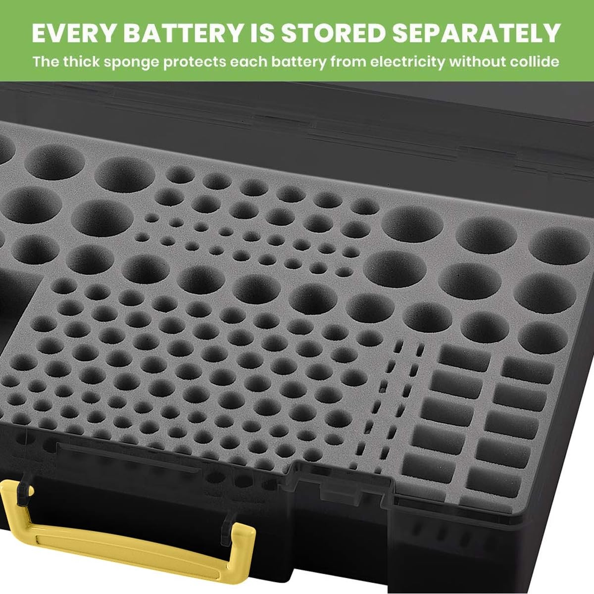 Battery Organizer Storage Holder- Batteries Case Containers Box Large, Black
