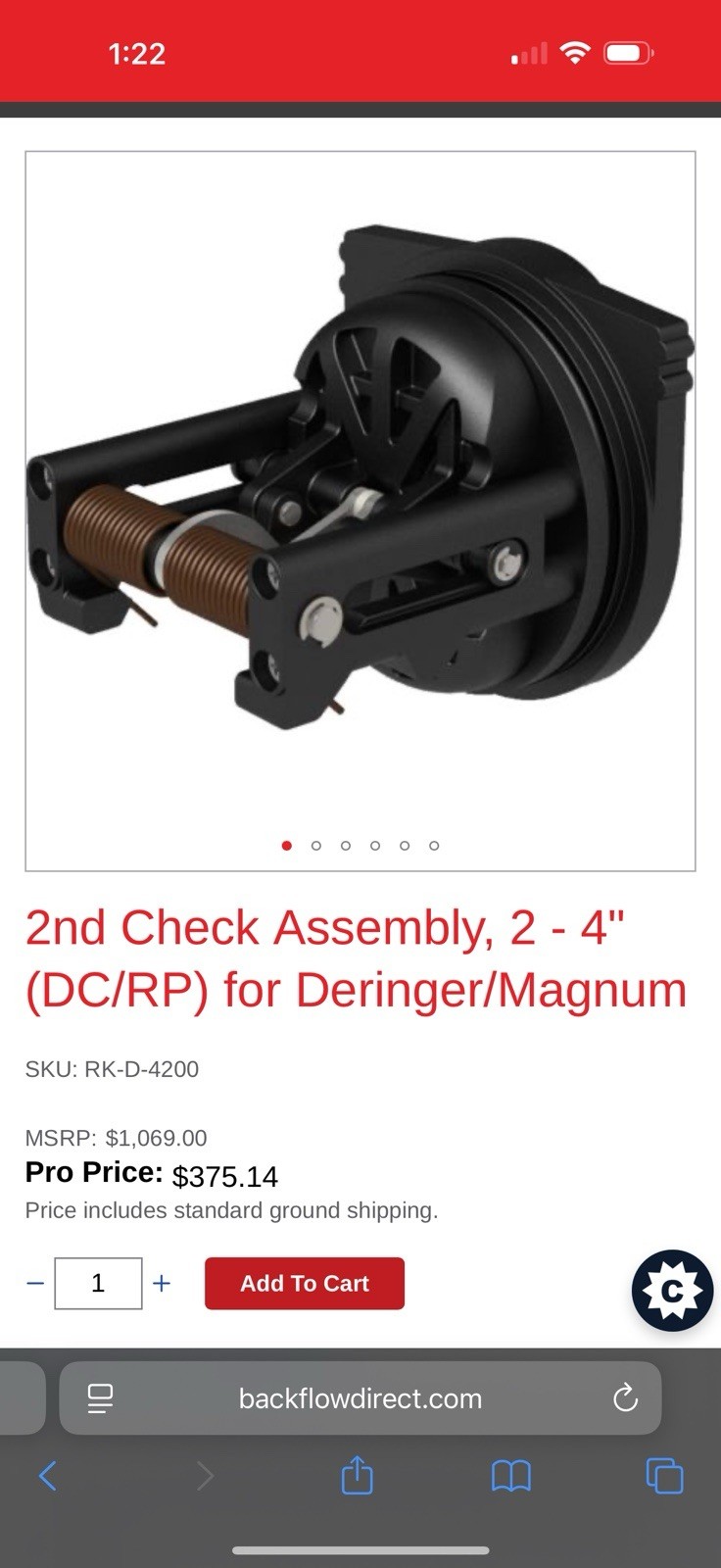 Ames 2nd Check Assembly For 2-4” Deringer