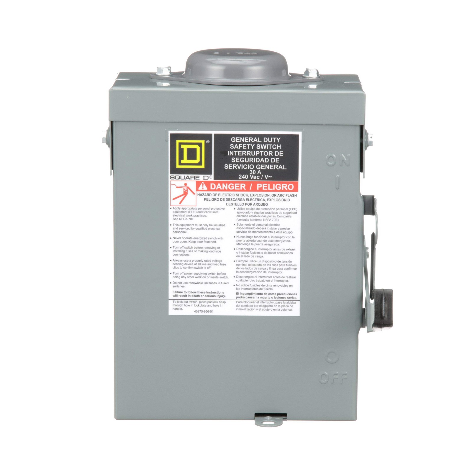 D221NRB Square D Series E Disconnect 240V ACV 30A Fusible Switch