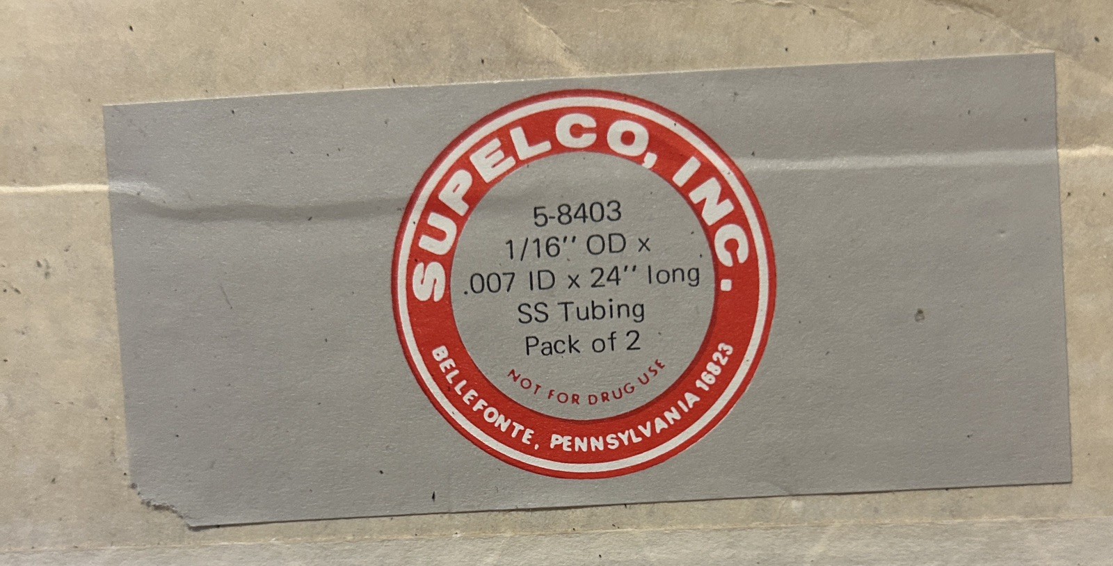 Vintage NOS Supelco 5-8403 Stainless Steel Tubing 1/16 OD x 0.007 ID x 24″ HPLC