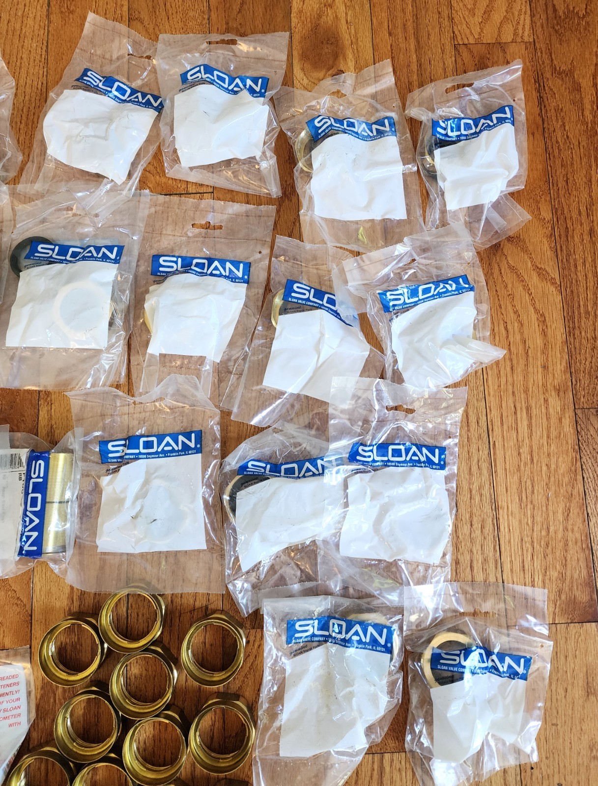 LOT OF 54 – SLOAN PARTS COUPLING ASSEMBLY 1 1/2» SLIP JOINT NUTS WASHERS ETC