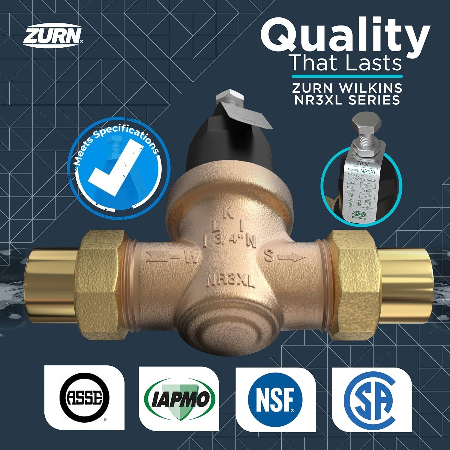 Zurn-Wilkins 1 in Lead Free Pressure Relief Check Valve Single Female 1-NR3XL