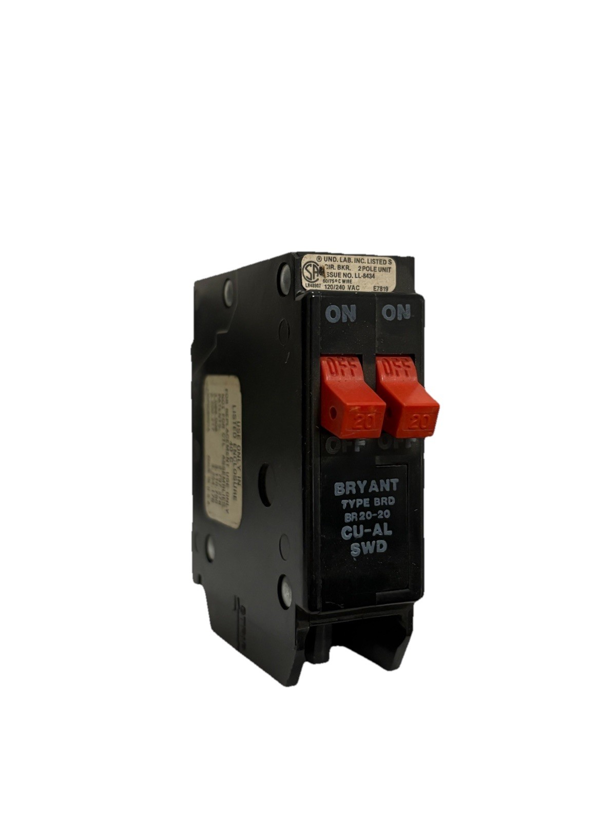 Bryant BR 20-20 BR2020 20 Amp 1 Pole Circuit Breaker Type BRD