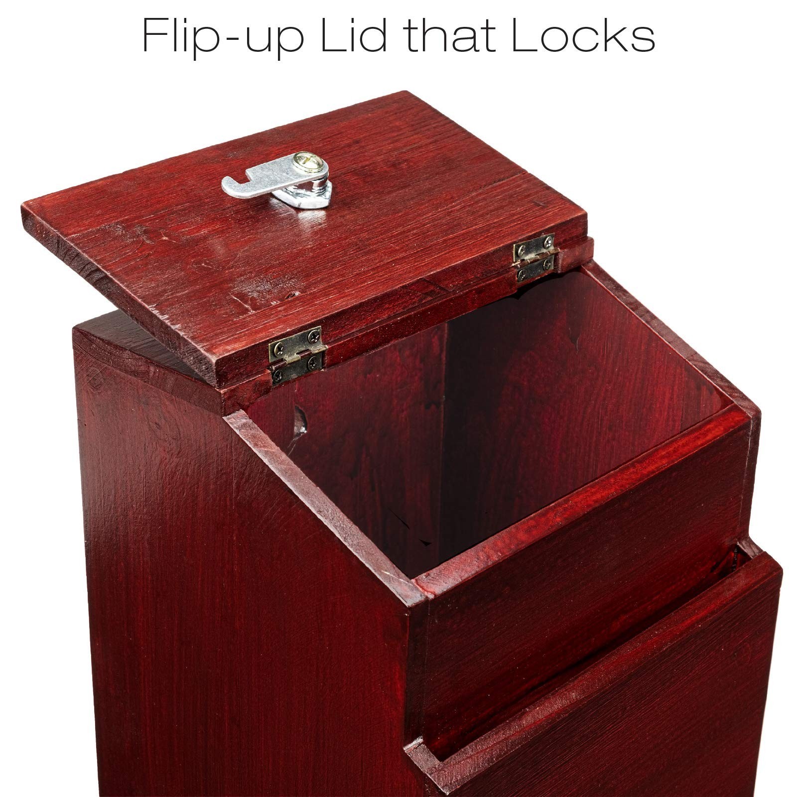 EXCELLO GLOBAL PRODUCTS Red Mahogany Suggestion Box with Lock: Wooden Ballot …
