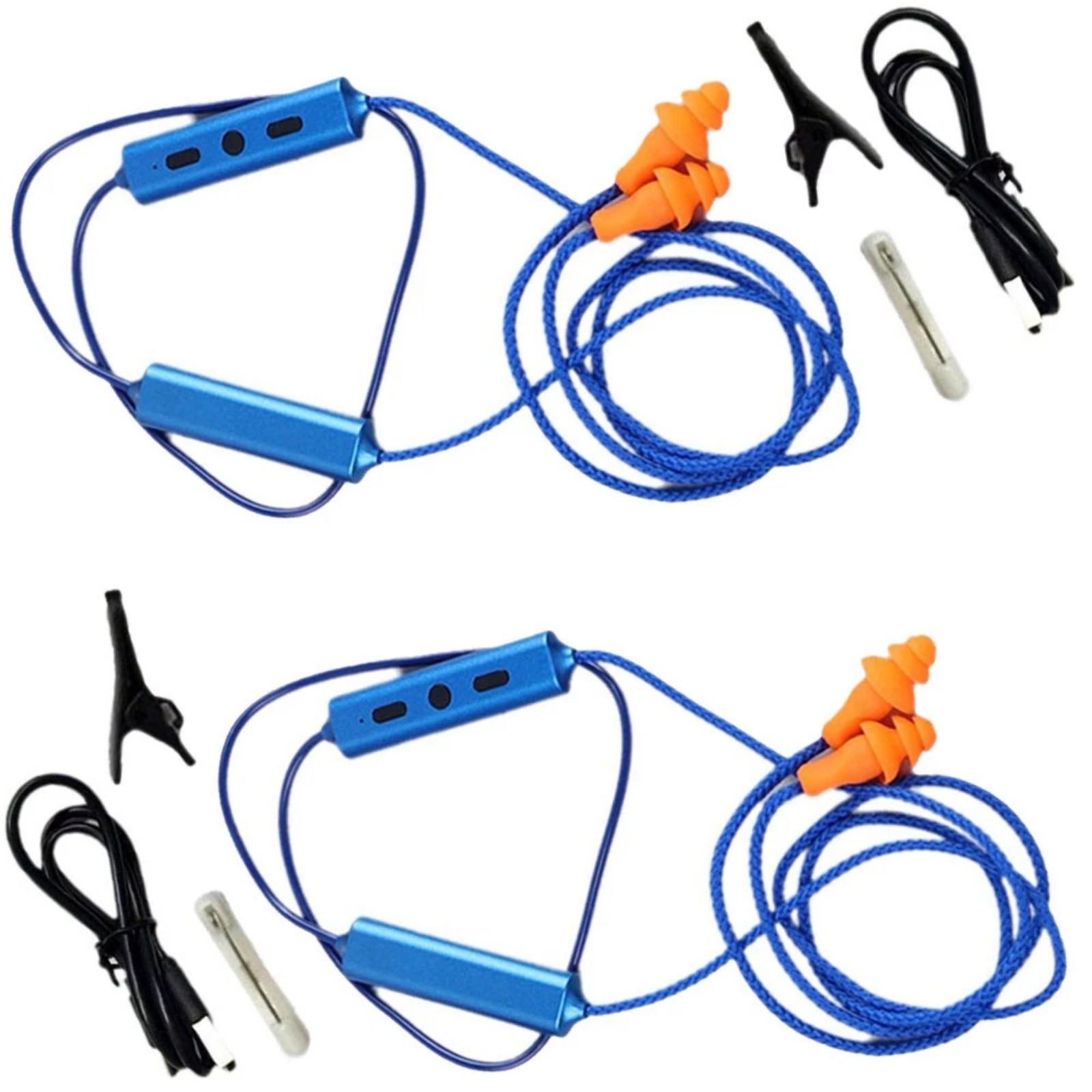 2-Set Blue Bluetooth Ear Plugs, Noise-Isolating for Work & Hearing Protection