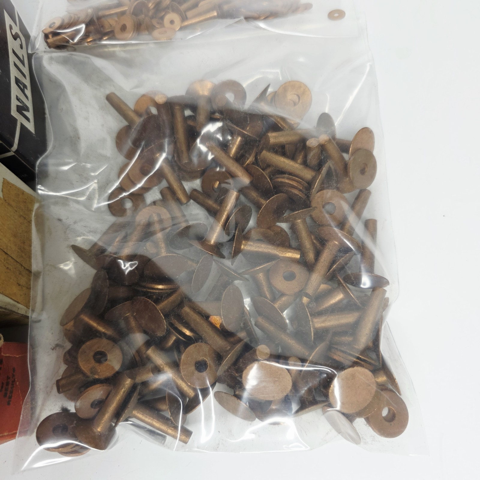 9 Pounds Vintage Copper Steel Belt Fasteners Tubular Rivets Burrs Boxes Lot Bulk